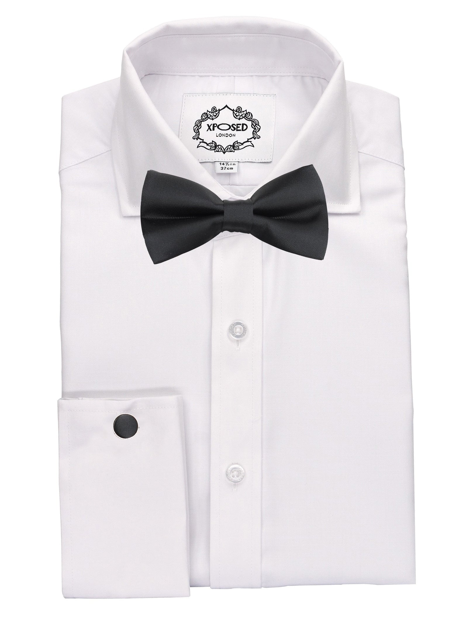 PLAIN BLACK BOW TIE SET