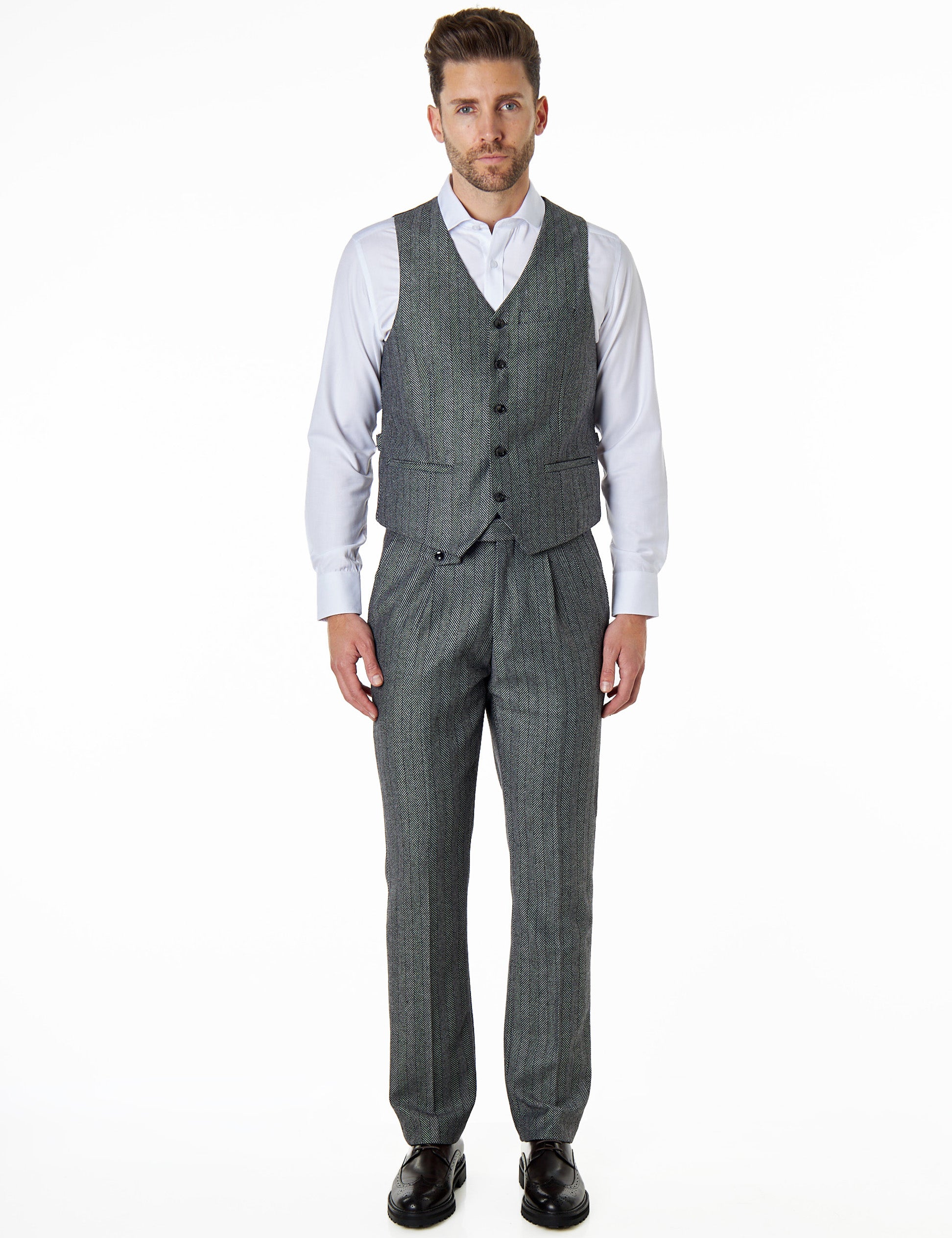 TYLER - TWEED HERRINGBONE GREY WAISTCOAT