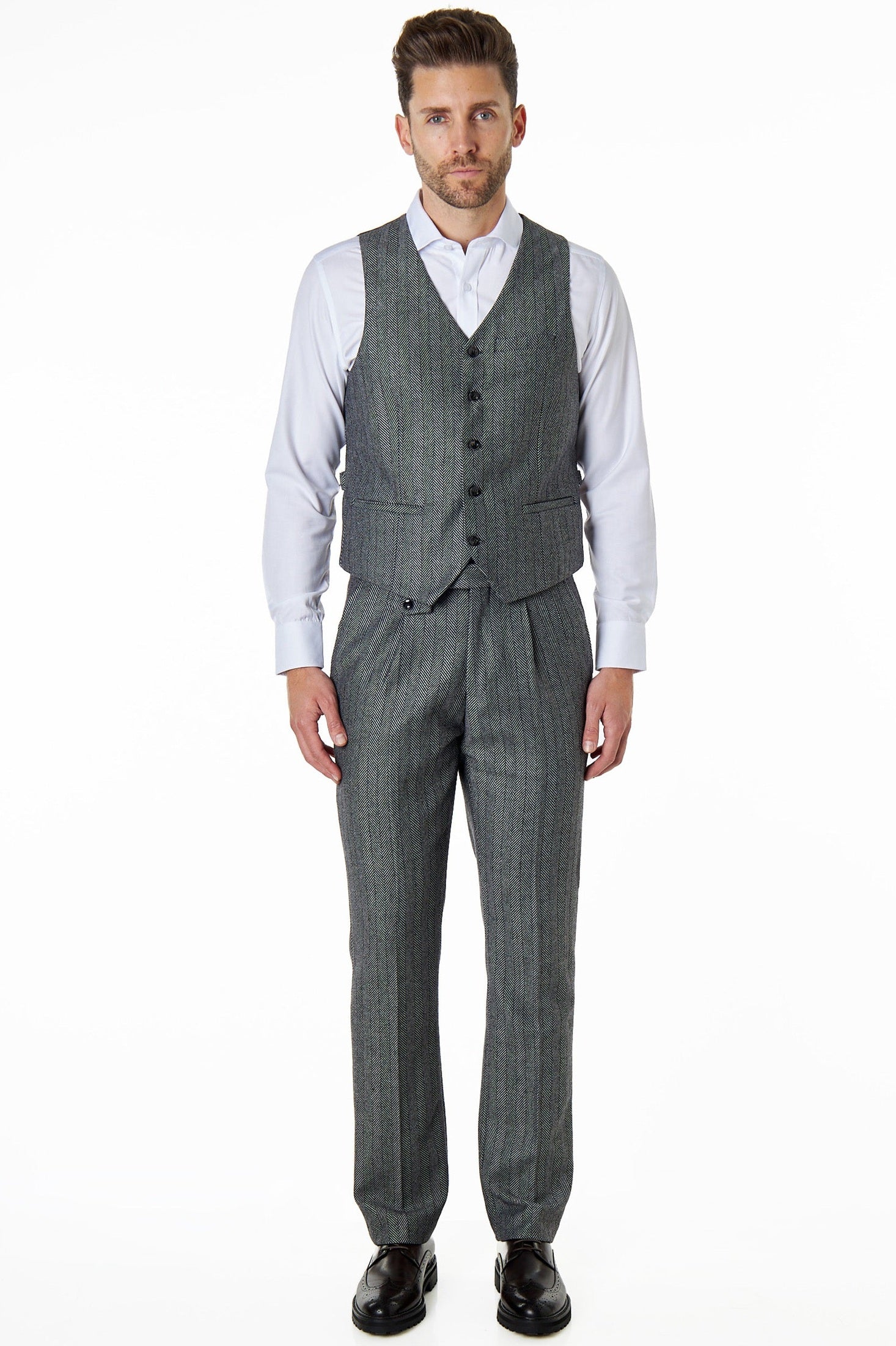 TYLER - TWEED HERRINGBONE GREY WAISTCOAT