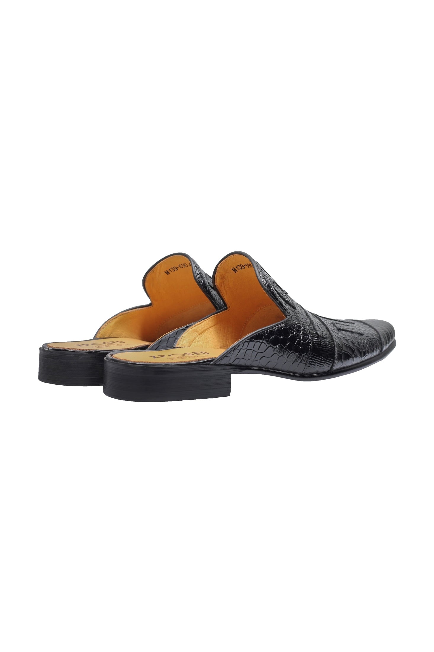REAL LEATHER BLACK PRINTED HALF SHOES