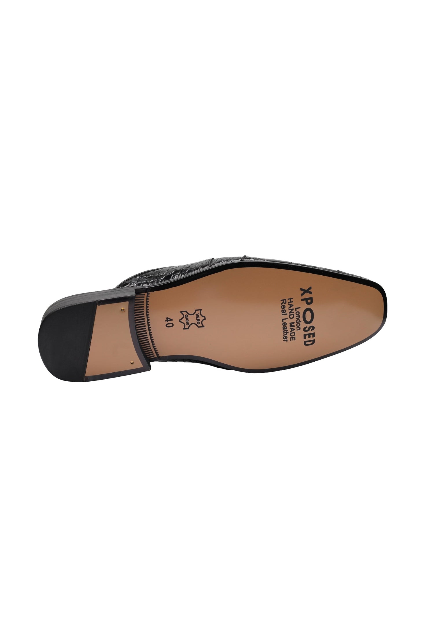 REAL LEATHER BLACK PRINTED HALF SHOES
