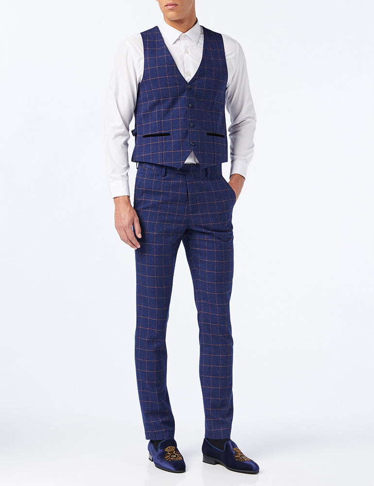 Roger - Orange on Blue Window Check Suit