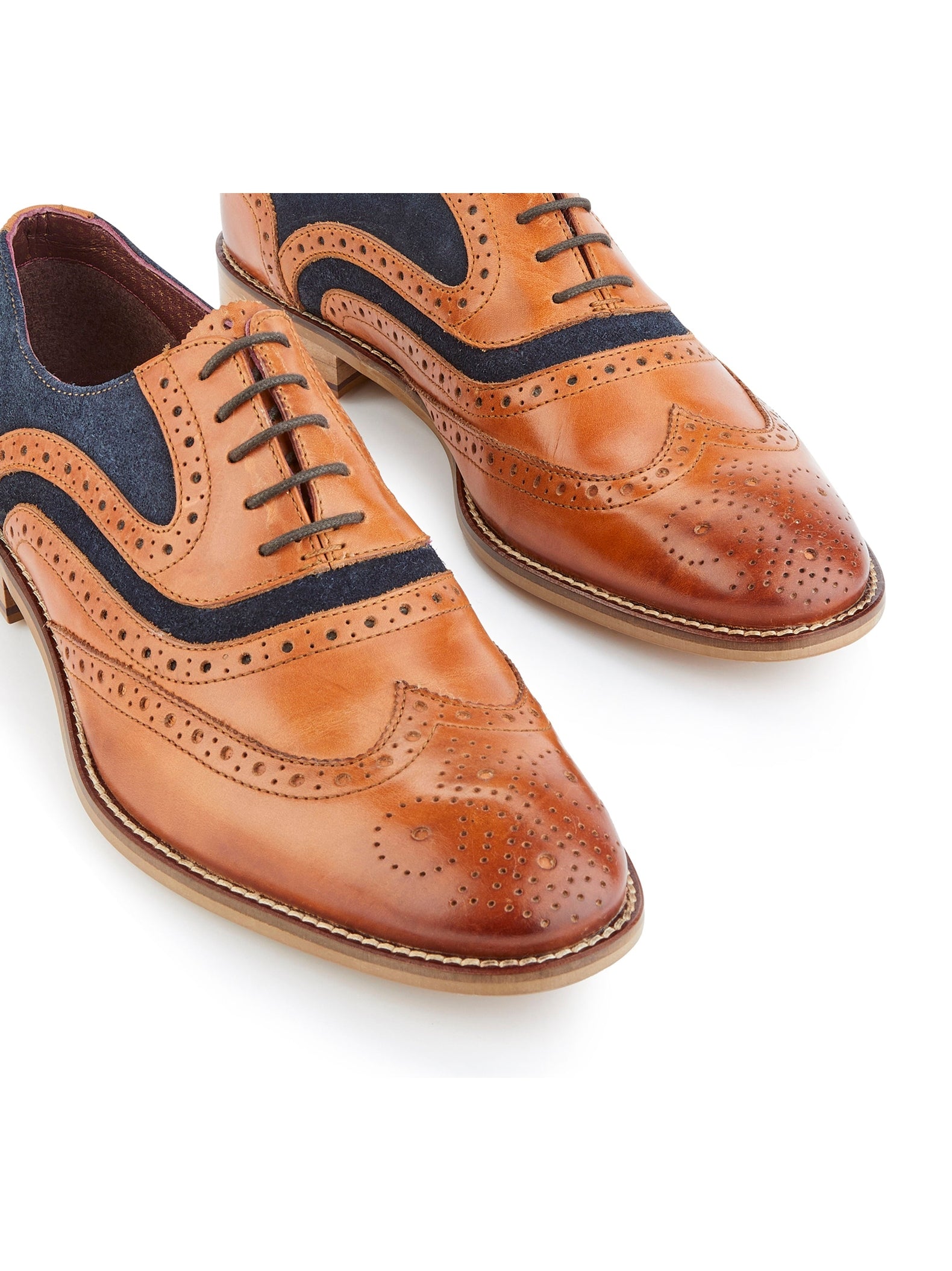 TAN & NAVY SUEDE OXFORD BROGUES