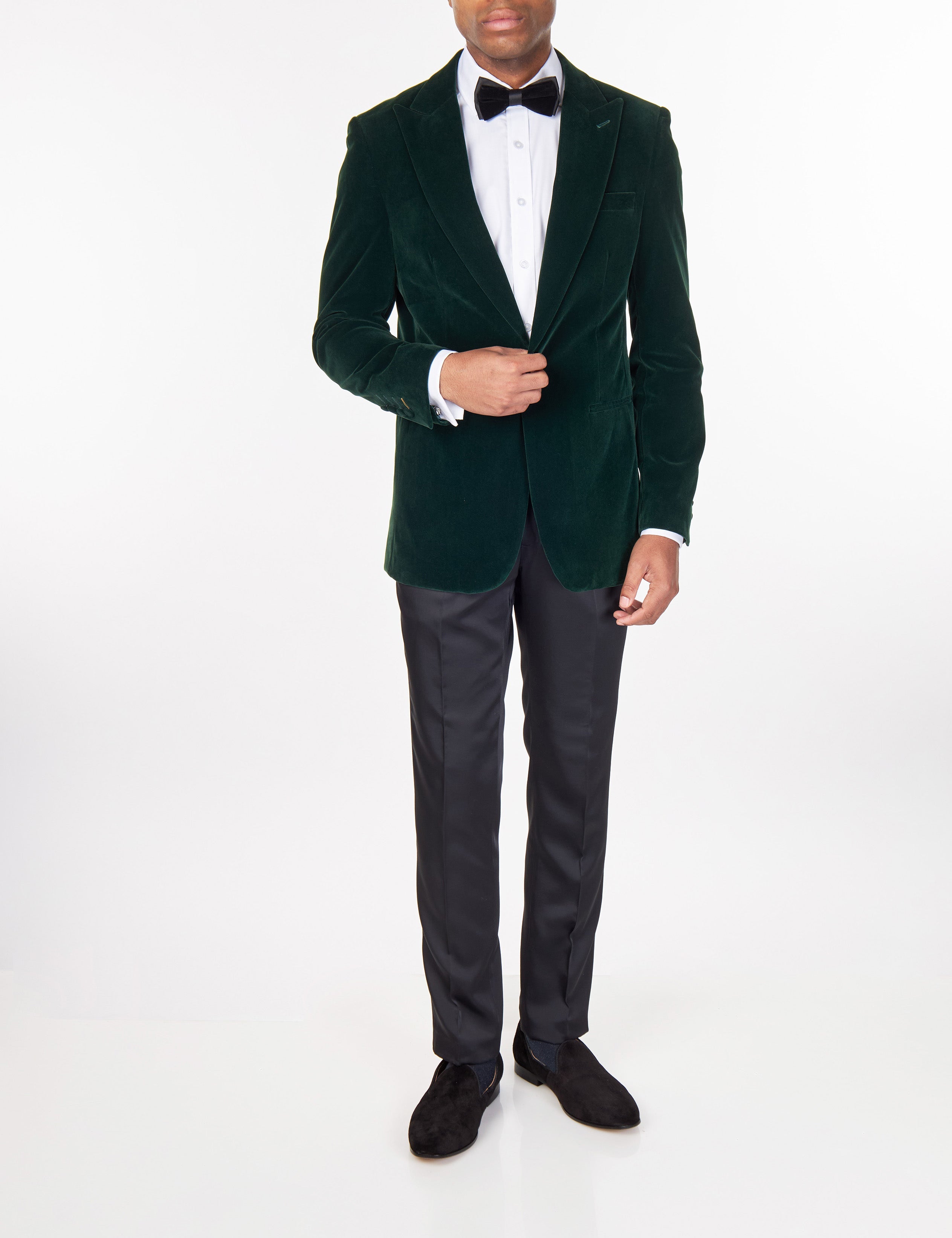 STAN – GREEN VELVET TUXEDO SMOKING JACKET
