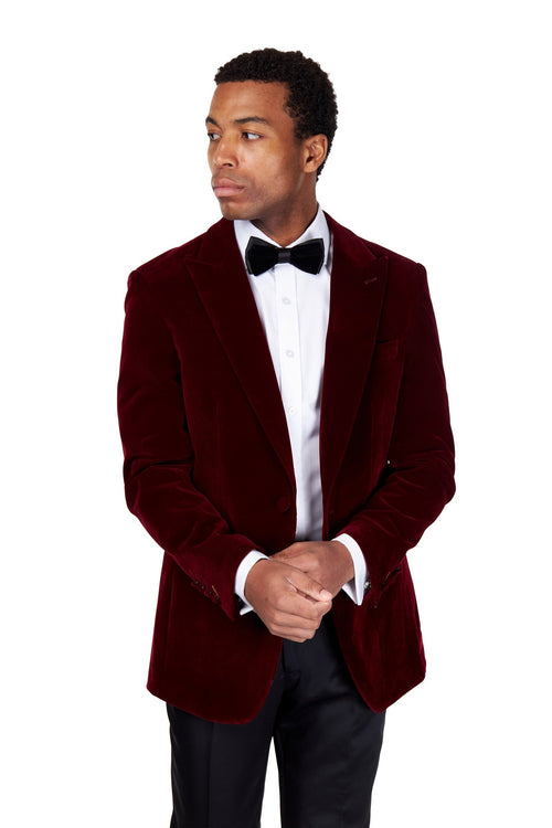 STAN – BURGUNDY VELVET TUXEDO SMOKING JACKET
