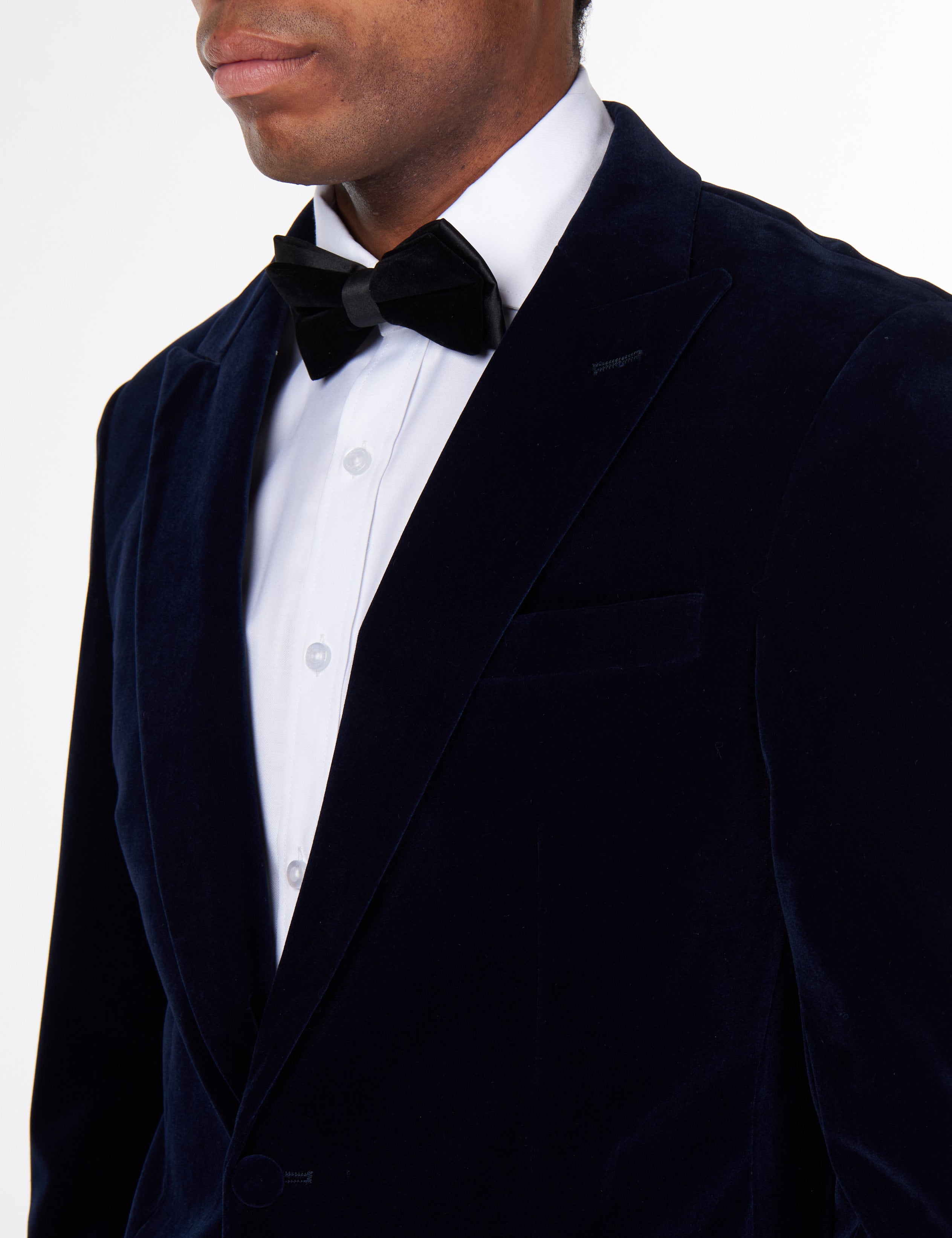 STAN – NAVY VELVET TUXEDO SMOKING JACKET