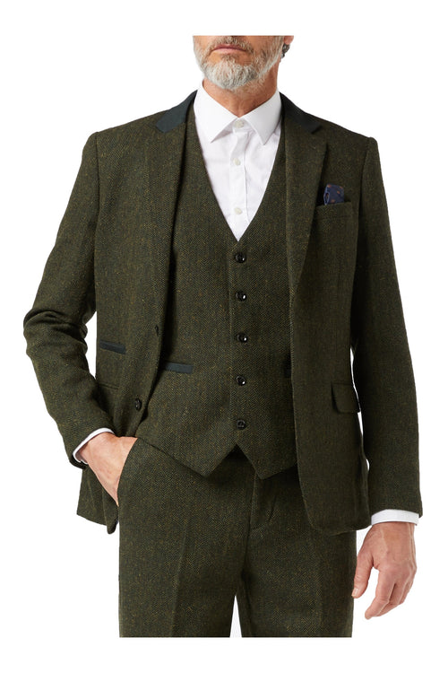 EDWARD OLIVE HERRINGBONE TWEED JACKET