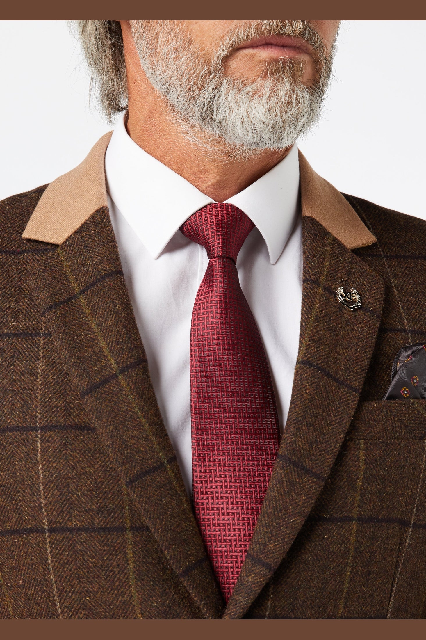 EVAN - TWEED HERRINGBONE BROWN CHECK JACKET & WAISTCOAT