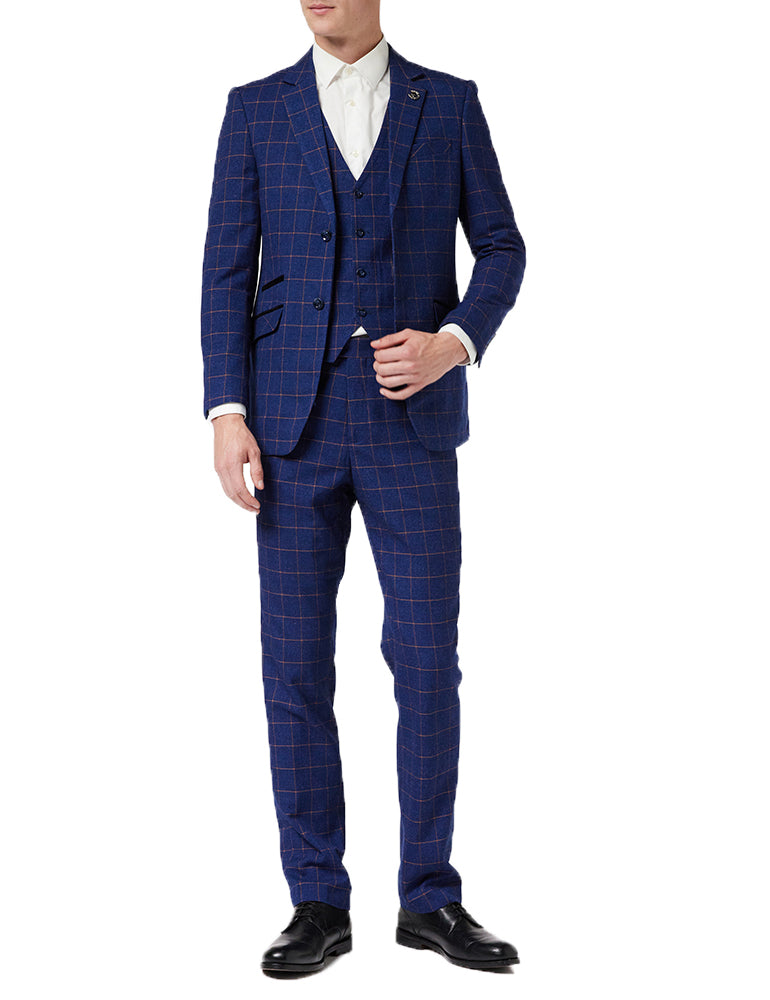 Roger - Orange on Blue Window Check Suit