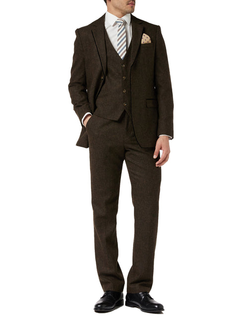 Brown Tweed Tailored 3 Piece Suit