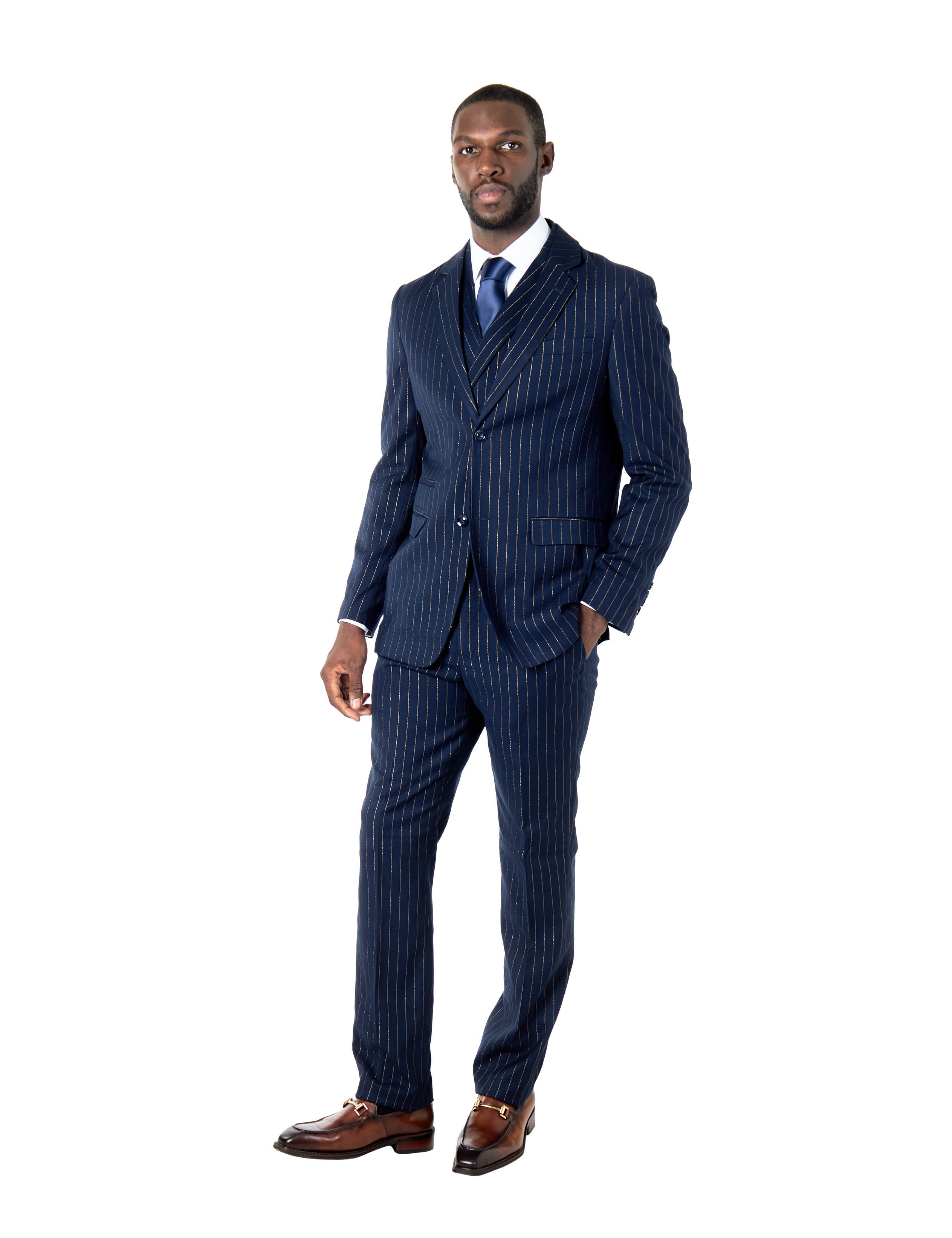 NEIL - Navy Double breasted Pinstripe Suit