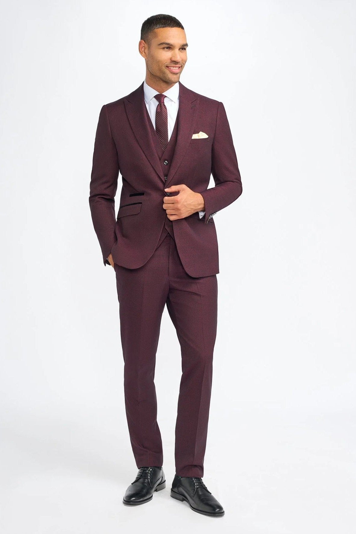 CAVANI – MEN’S CARIDI WINE TAILORED SUIT BLAZER