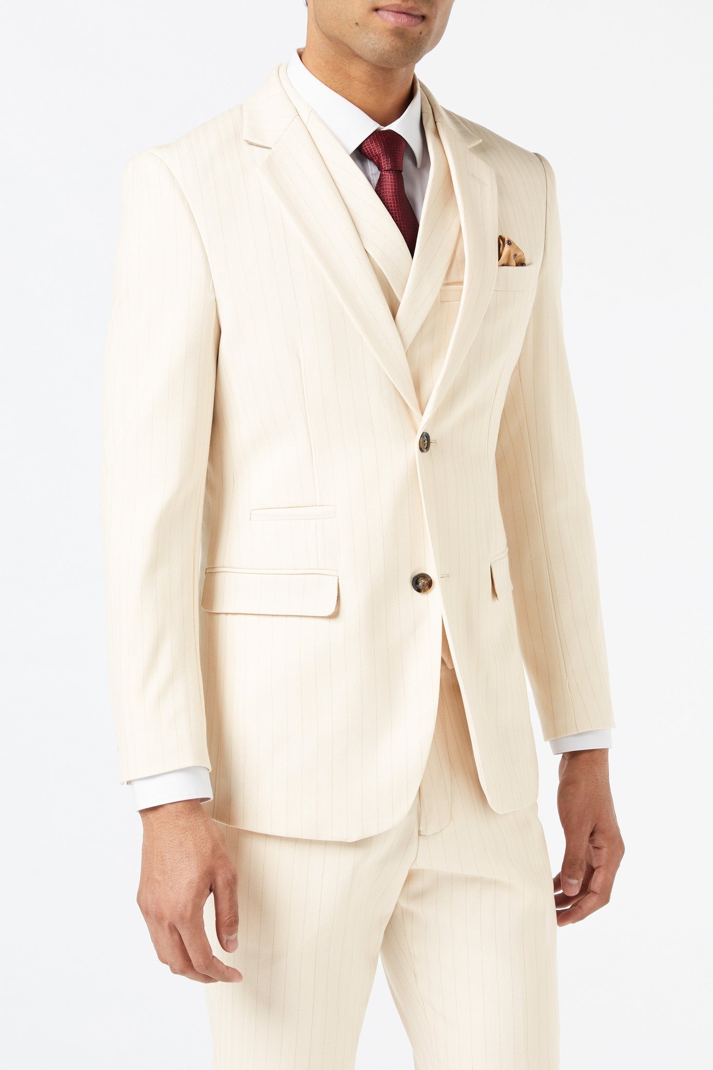 Cream Gold Pinstripe Wedding Jacket