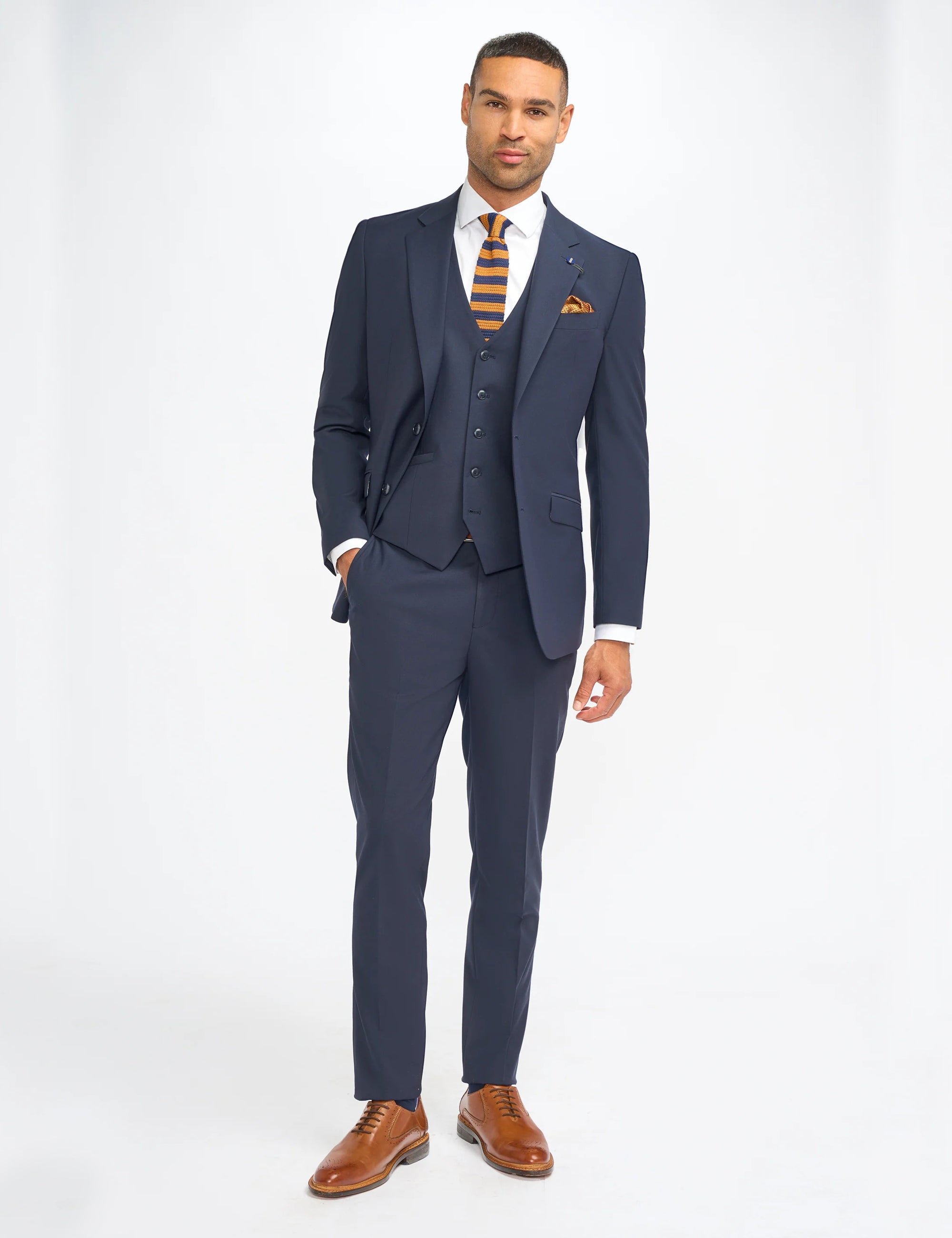 MALIBU – NAVY 3 PIECE TAILORED FIT SUIT