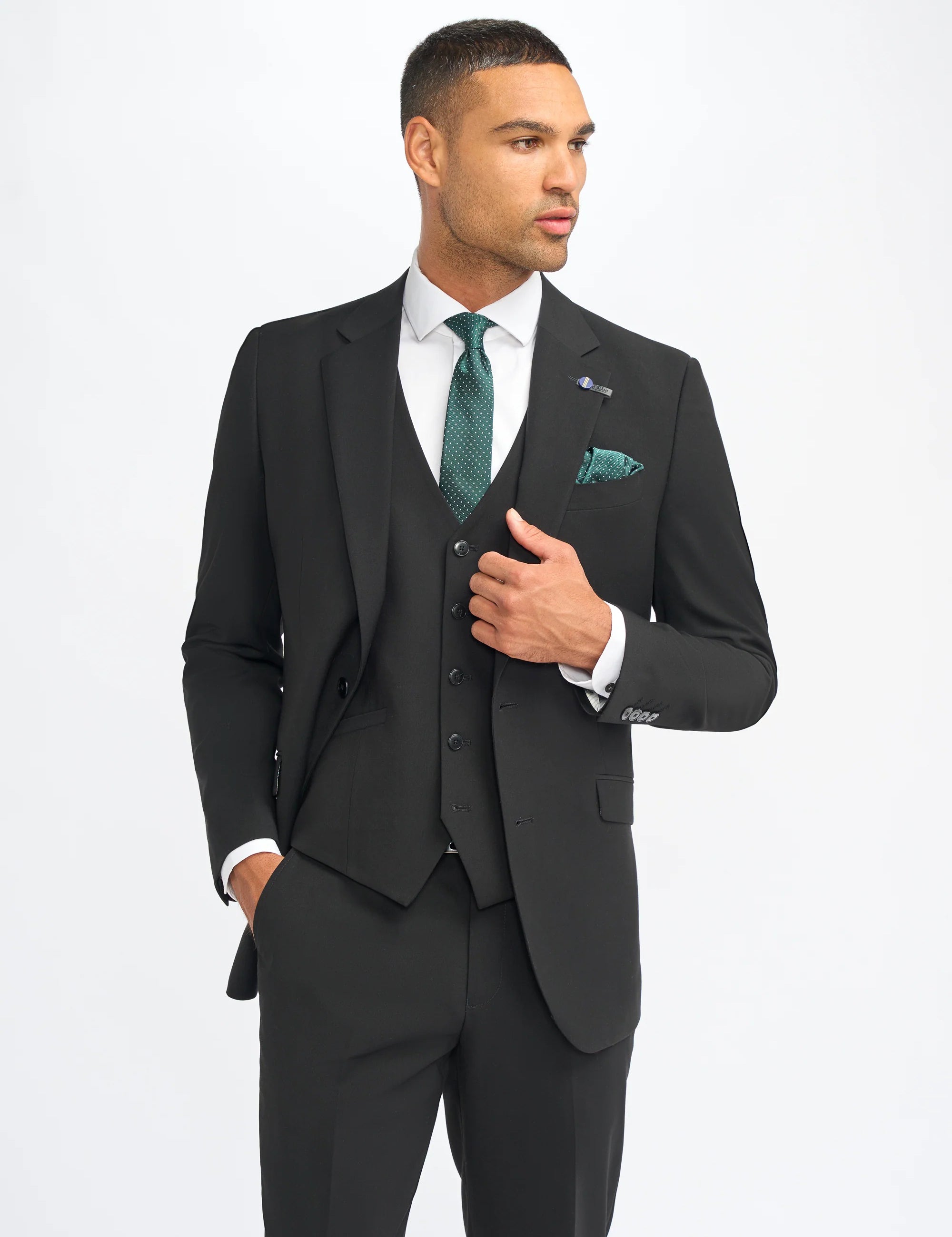 MALIBU – BLACK 3 PIECE TAILORED FIT SUIT