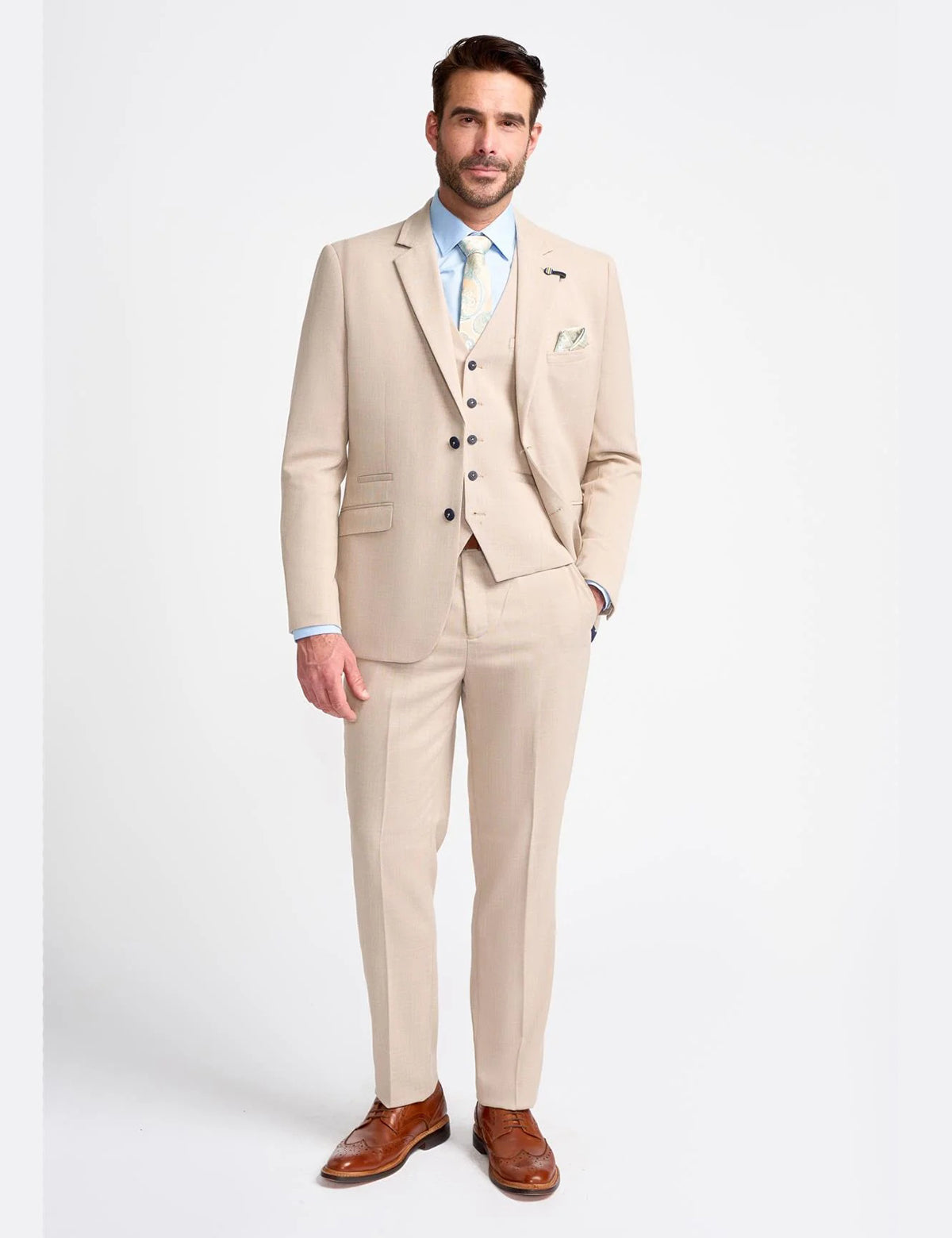 MIAMI – STONE TAILORED FIT LINEN BLEND BLAZER