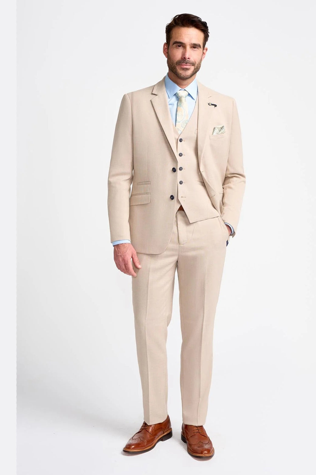 MIAMI – STONE TAILORED FIT LINEN BLEND BLAZER