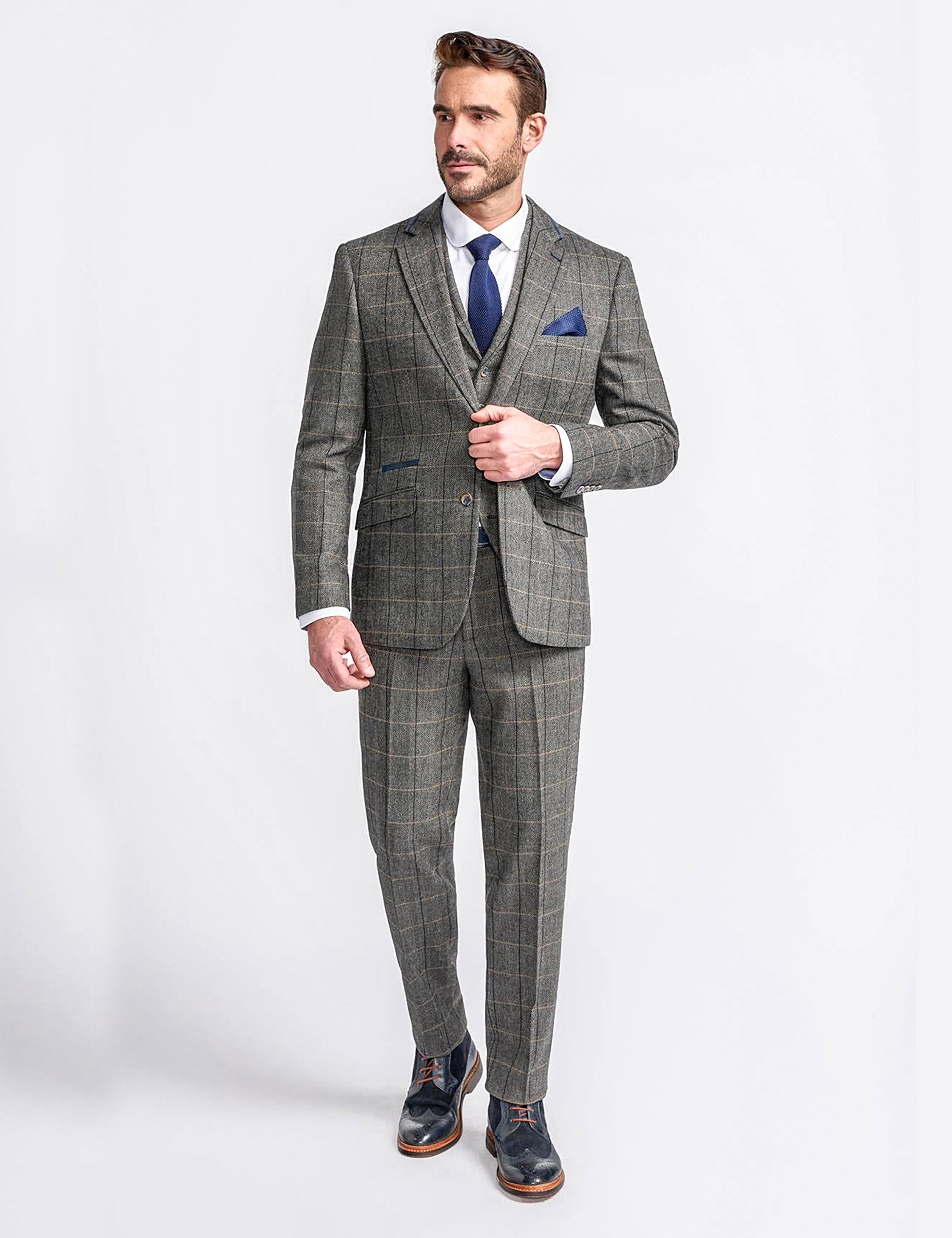 ALBERT GREY CHECK TWEED BLAZER