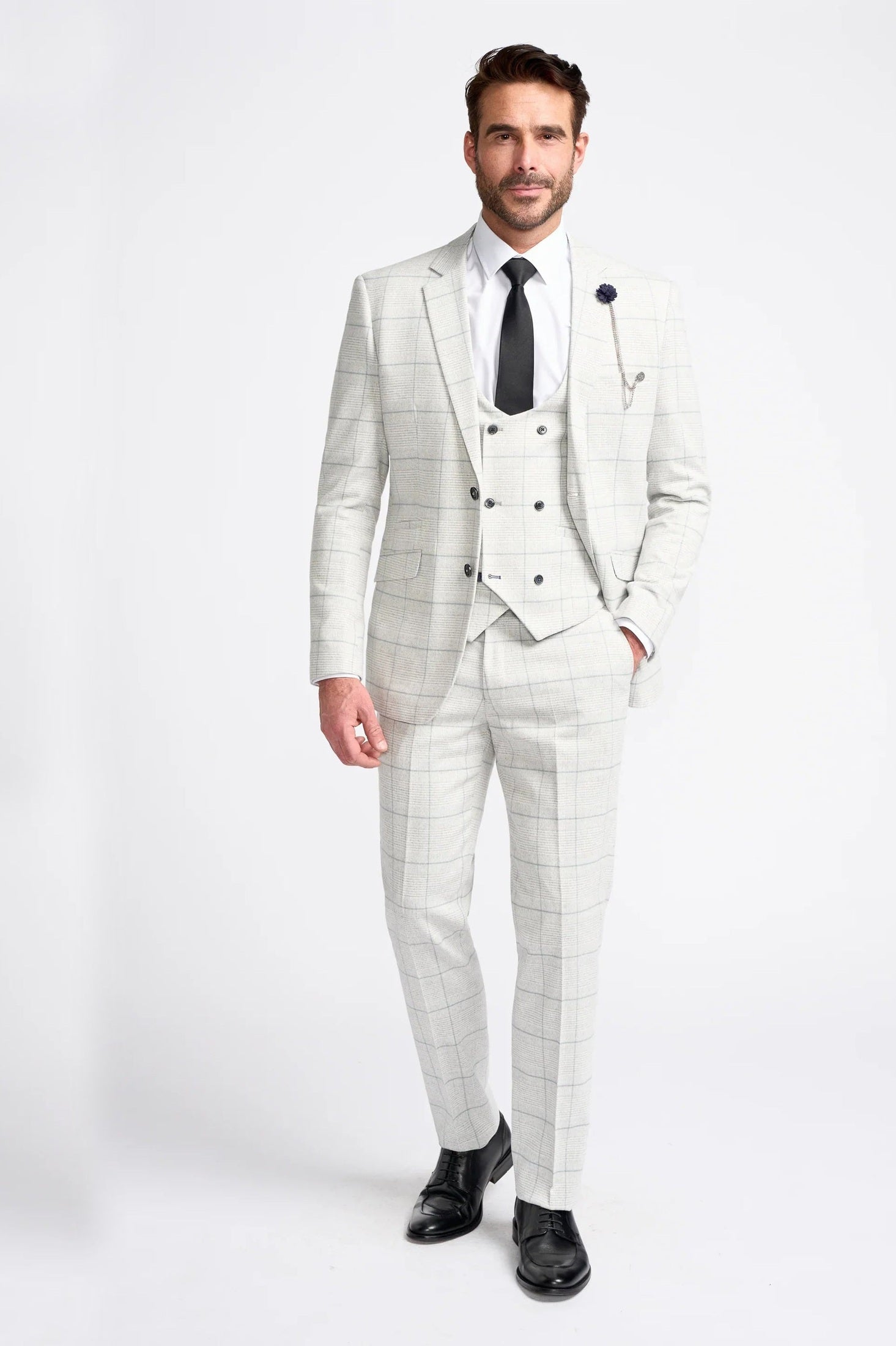RADHIKA MENS SLIM FIT WHITE THREE PIECE SUIT