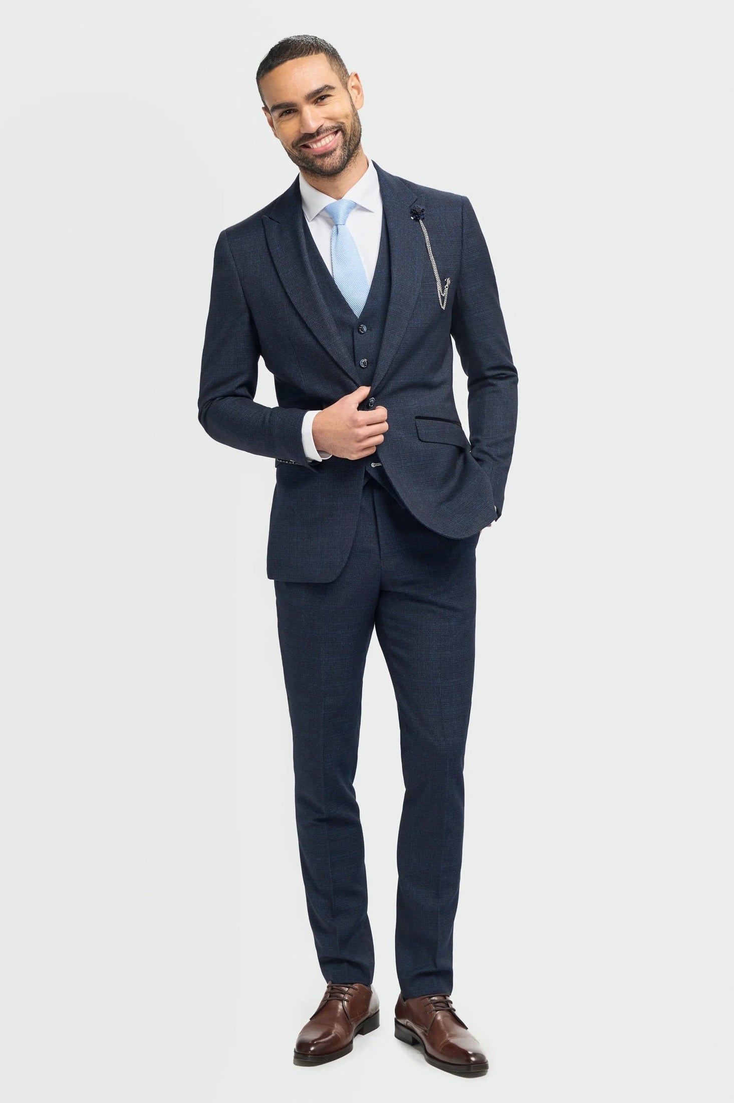 MENS CARIDI NAVY THREE PIECE SUIT