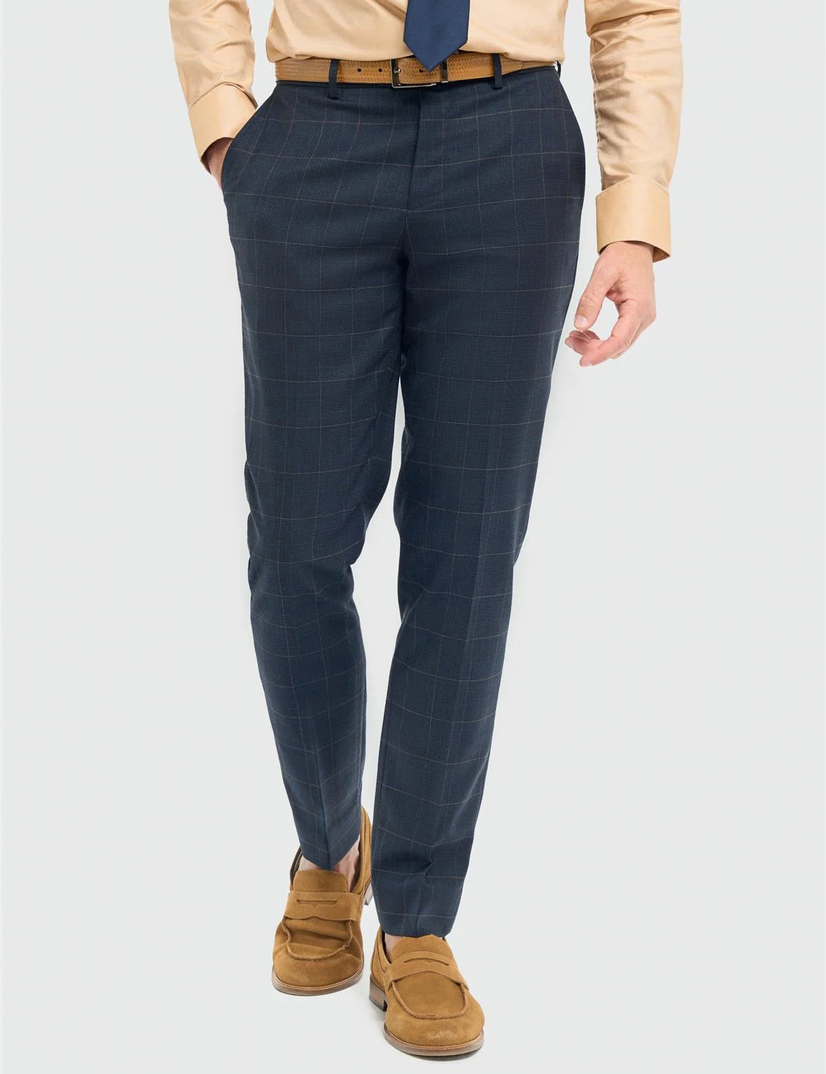 Cavani – Torino Navy Check Trousers Tailored Fit