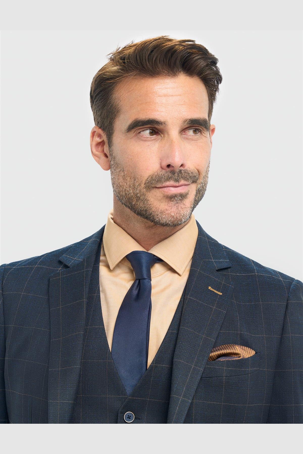 Cavani – Torino Grid Check Navy 3 Piece Suit