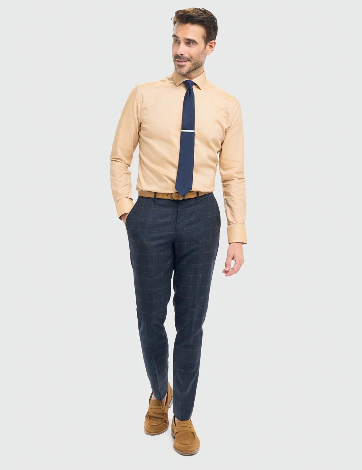 Cavani – Torino Navy Check Trousers Tailored Fit