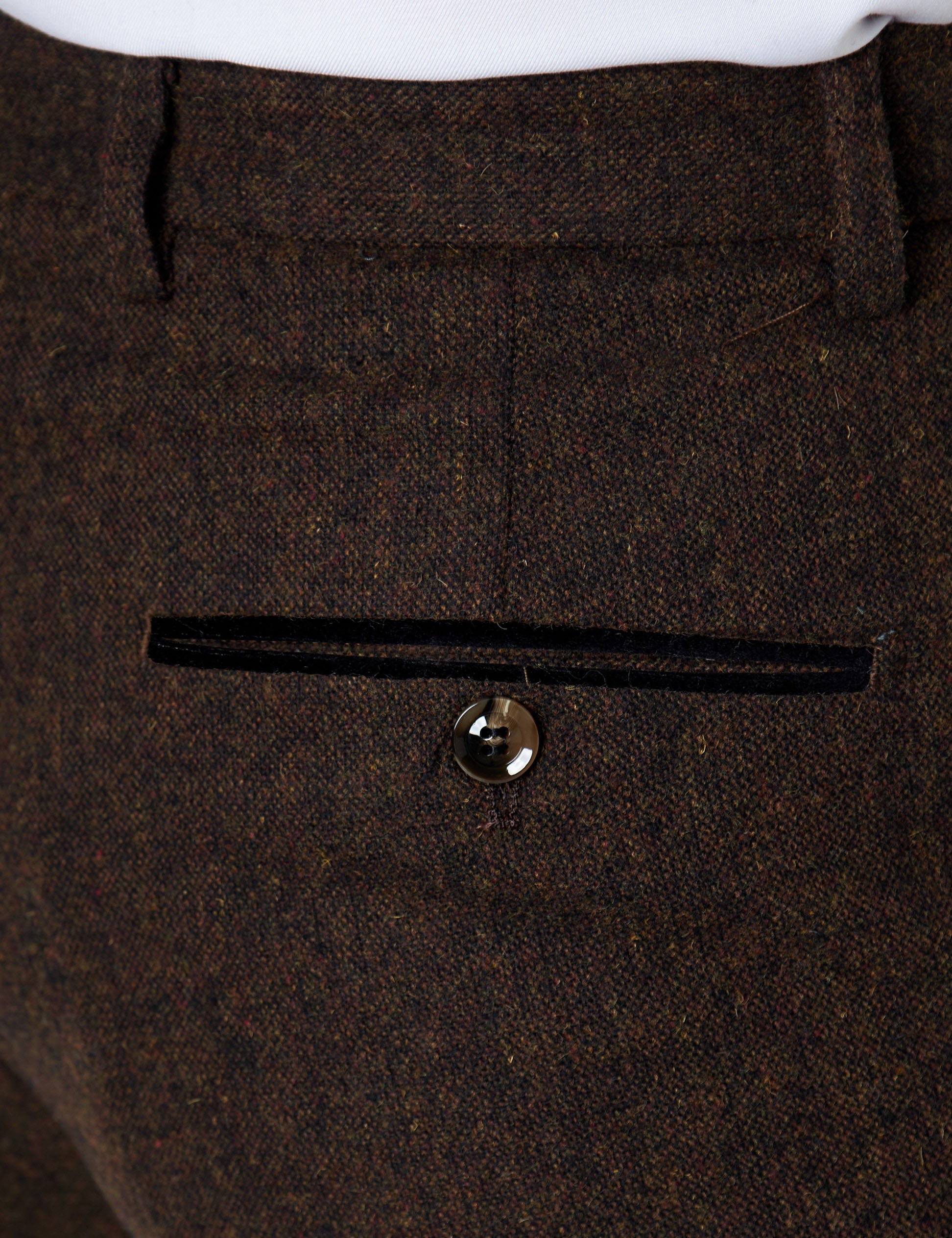 Dane D1- Mens Coffee Classic Herringbone Tweed Tailored Fit Trousers