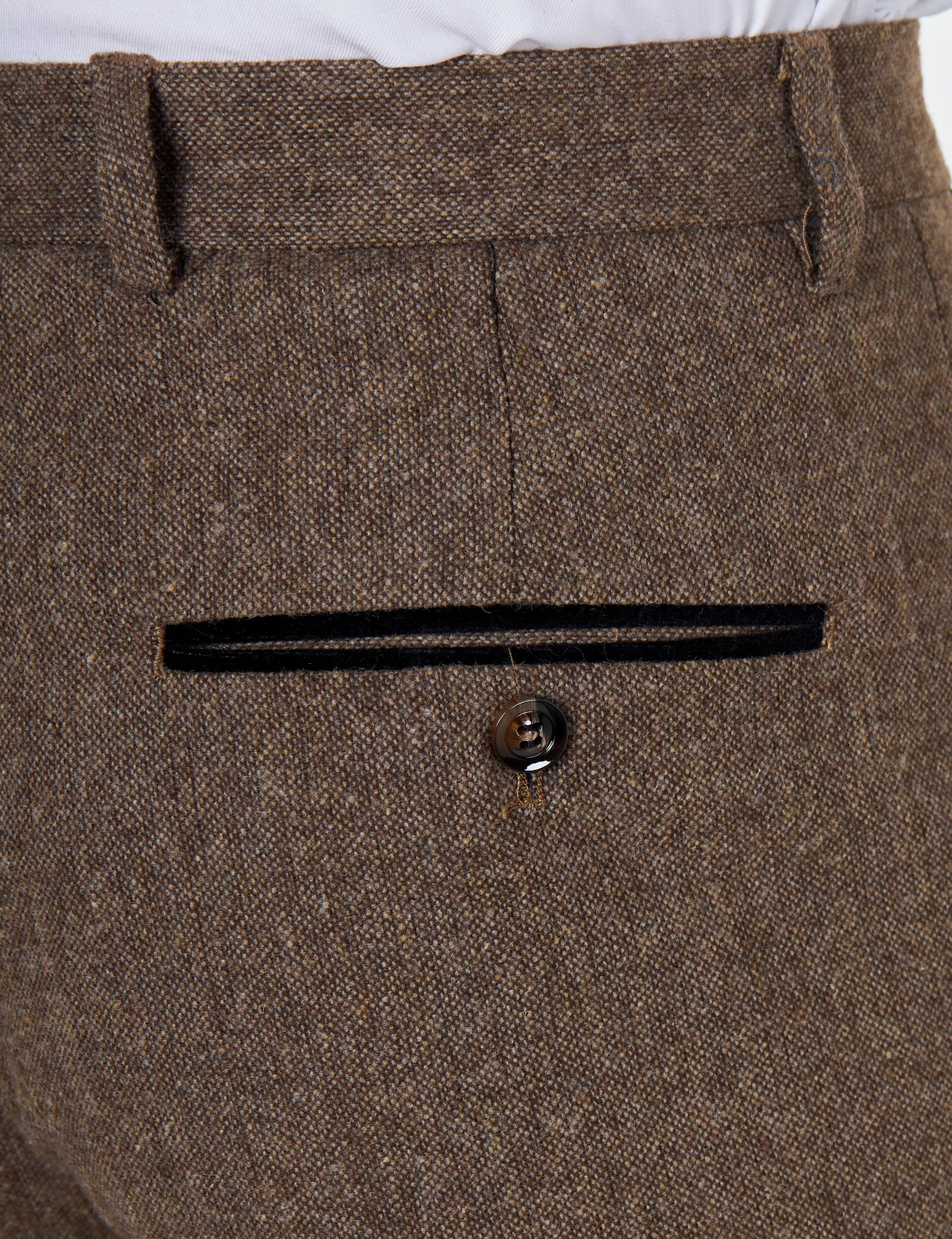 Dane D4- Mens Brown Classic Herringbone Tweed Tailored Fit Trousers