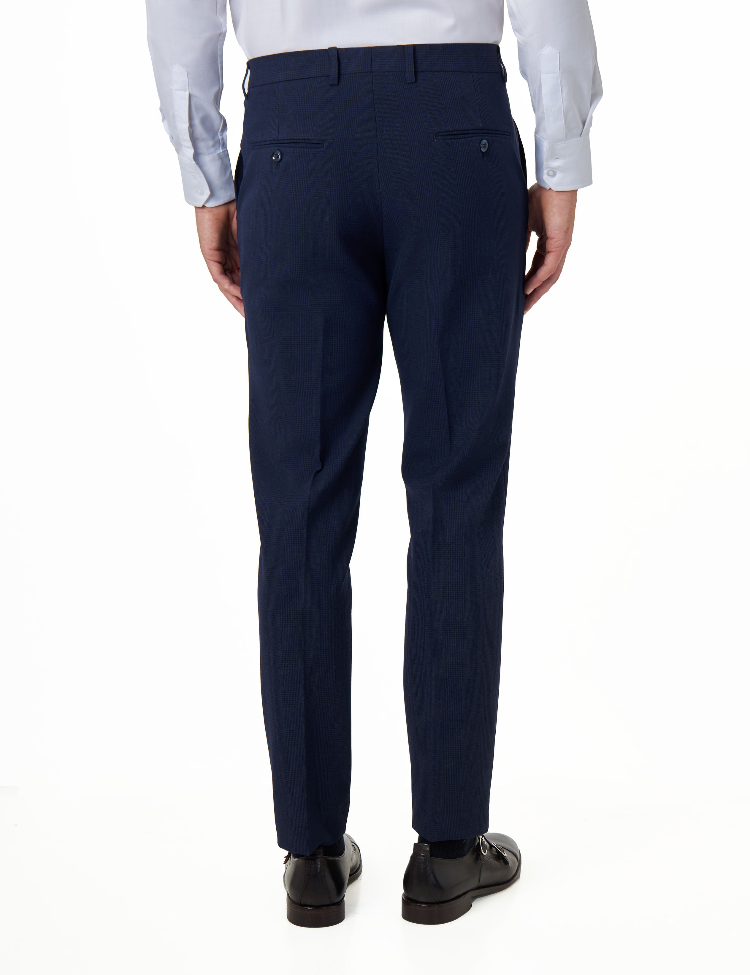 Finley – Dark Navy Prince of Wales Check Suit Trousers