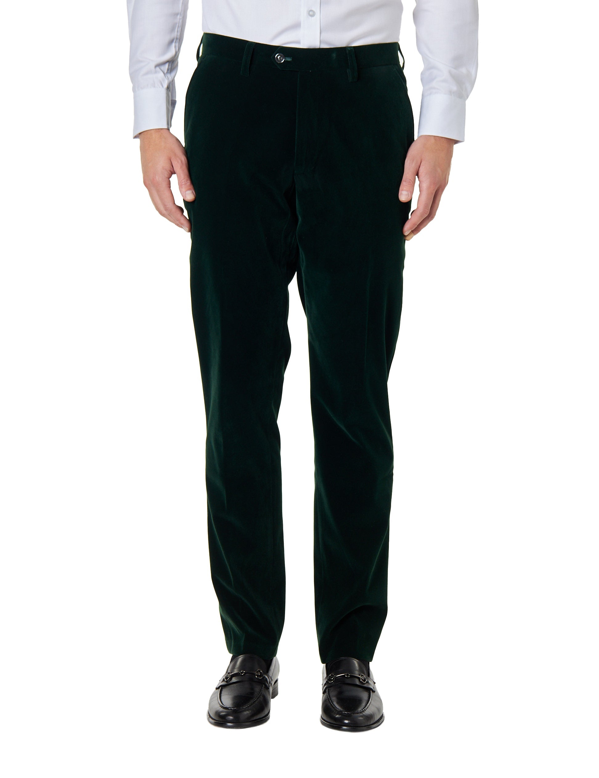 KAK - Mens Dinner Party Green Soft Velvet Trousers