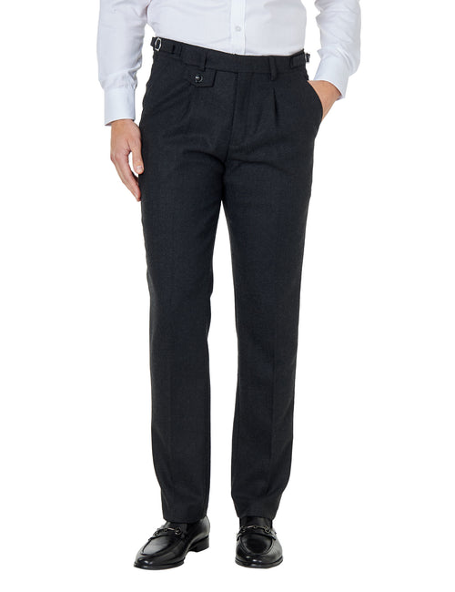 Tyler - Pantalon à chevrons en tweed rétro gris foncé pour homme