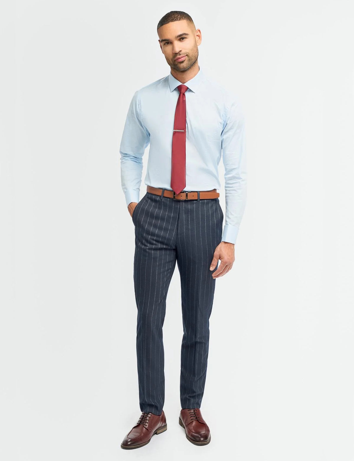 CAVANI INVINCIBLE – NAVY PINSTRIPE SUIT TROUSERS
