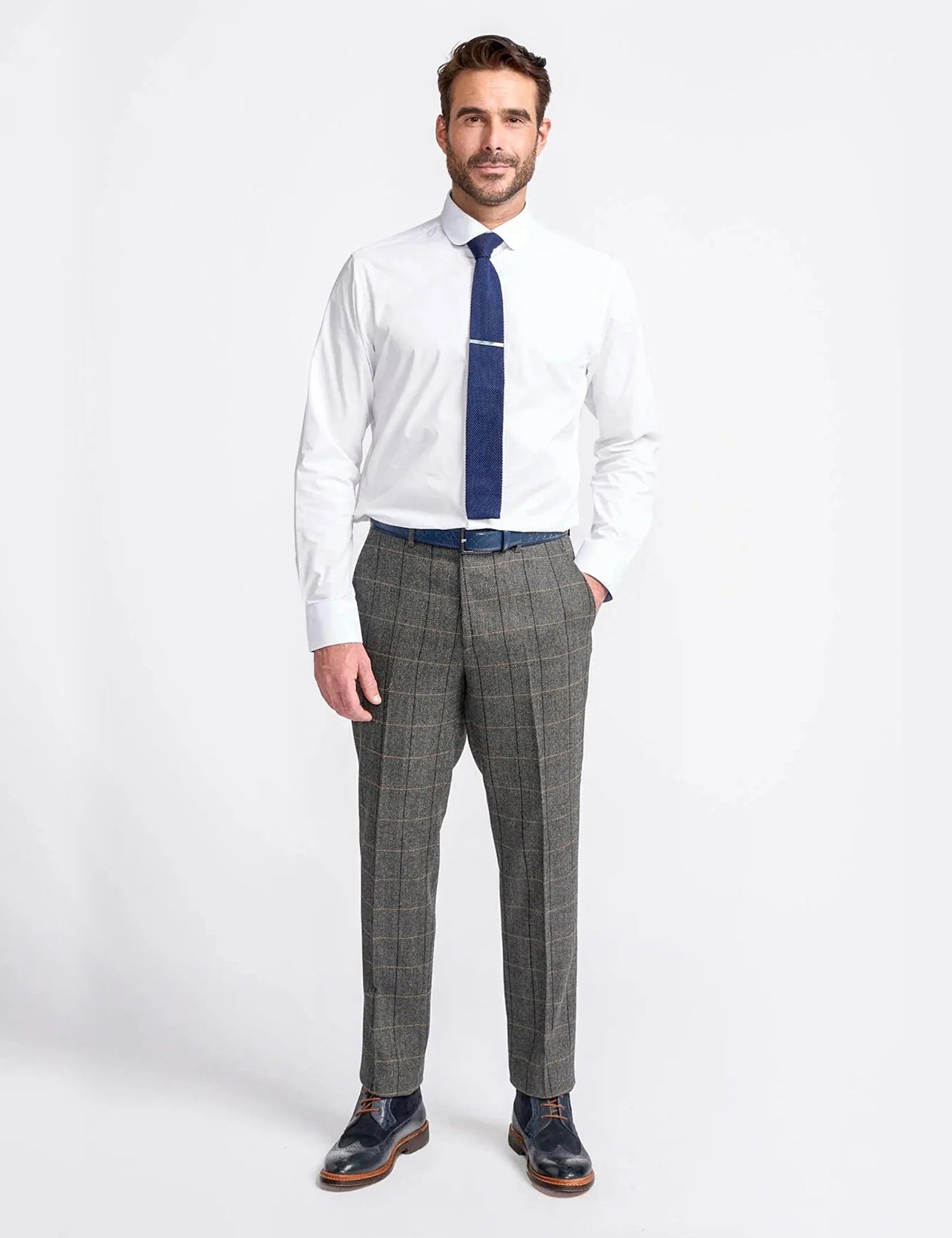 MENS ALBERT GREY TWEED THREE PIECE SUIT