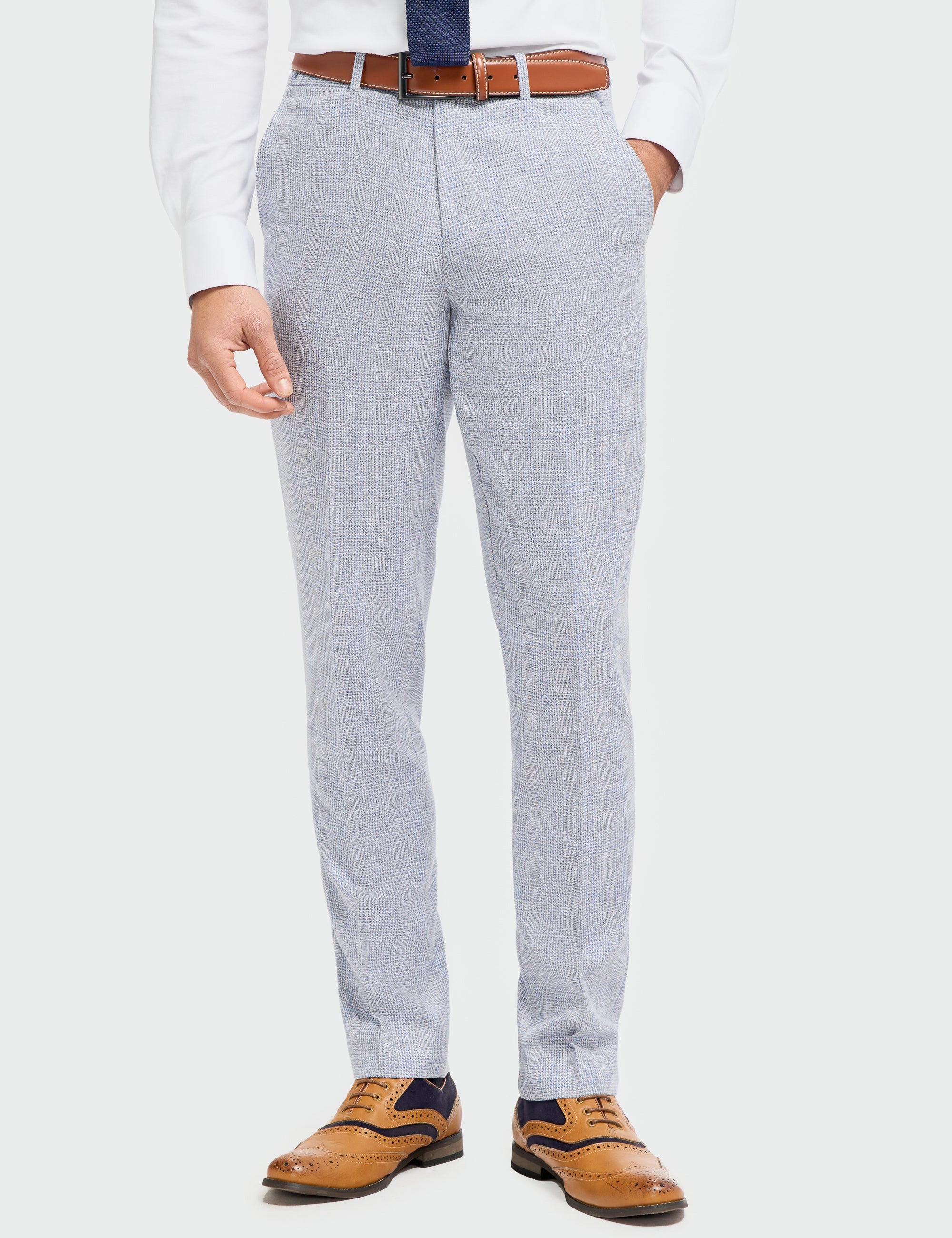 MENS CARIDI SKY BLUE TAILORED FIT THREE PIECE SUIT