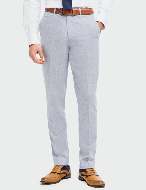 CARIDI - SKY BLUE CHECK TROUSERS