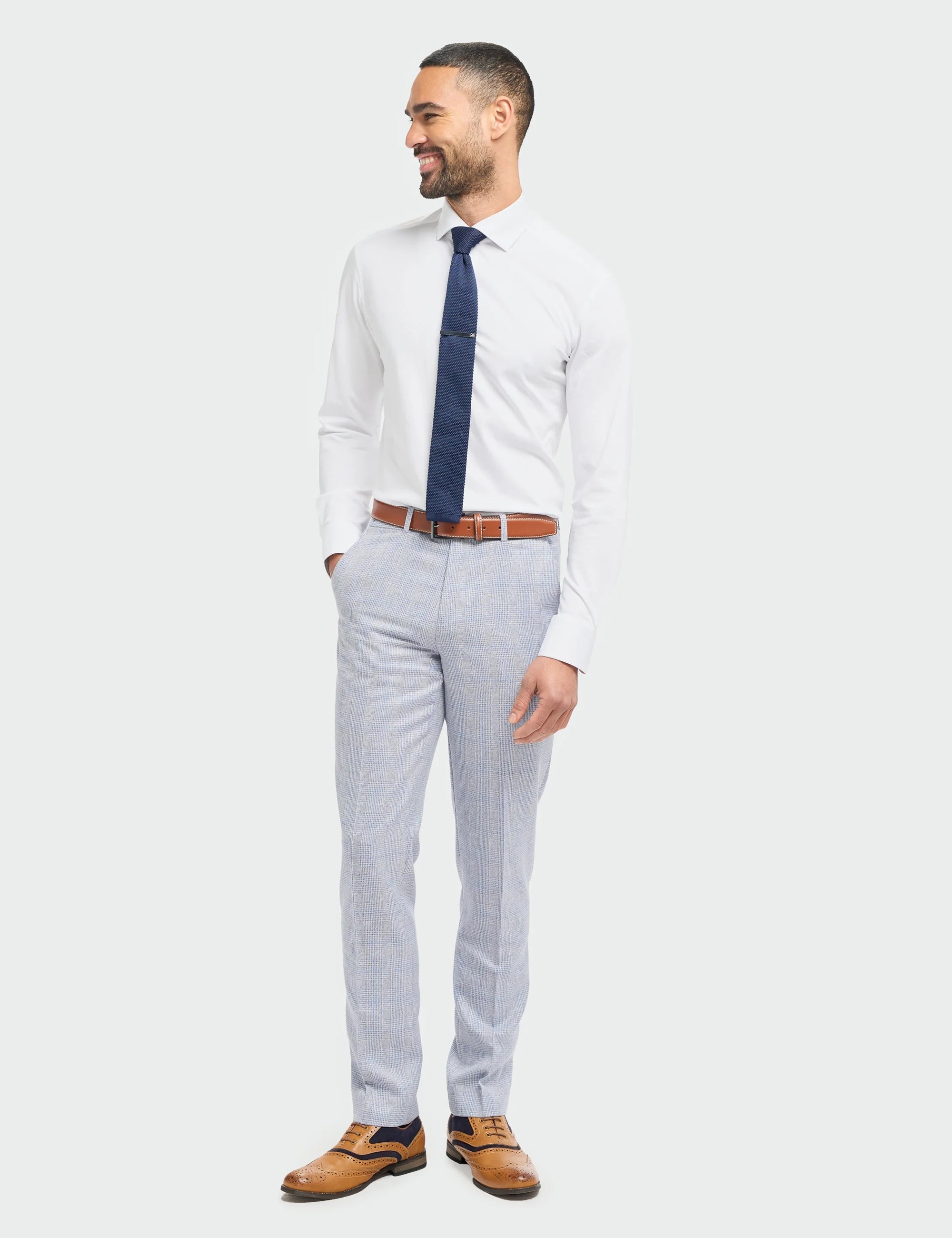 MENS CARIDI SKY BLUE TAILORED FIT THREE PIECE SUIT