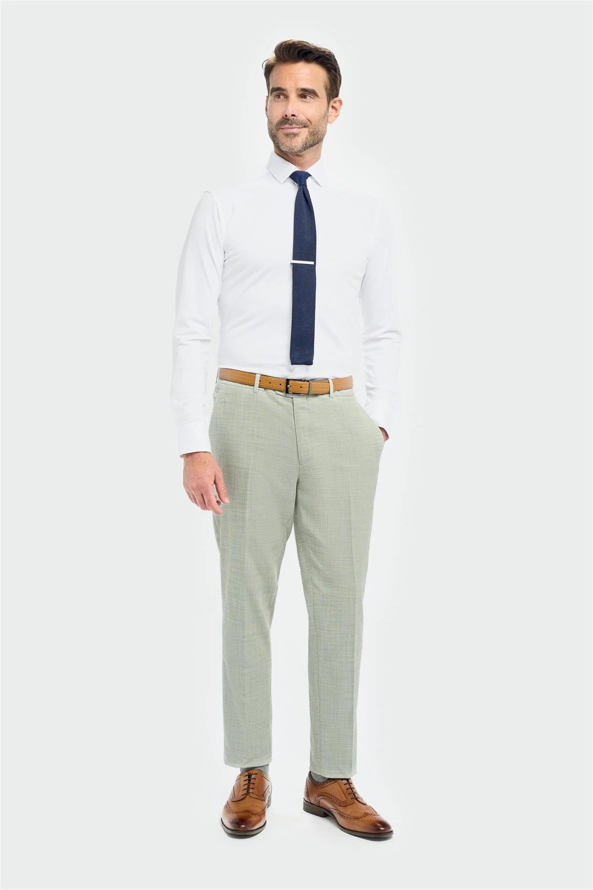 Cavani – Camden Sage Green Tapered Trousers