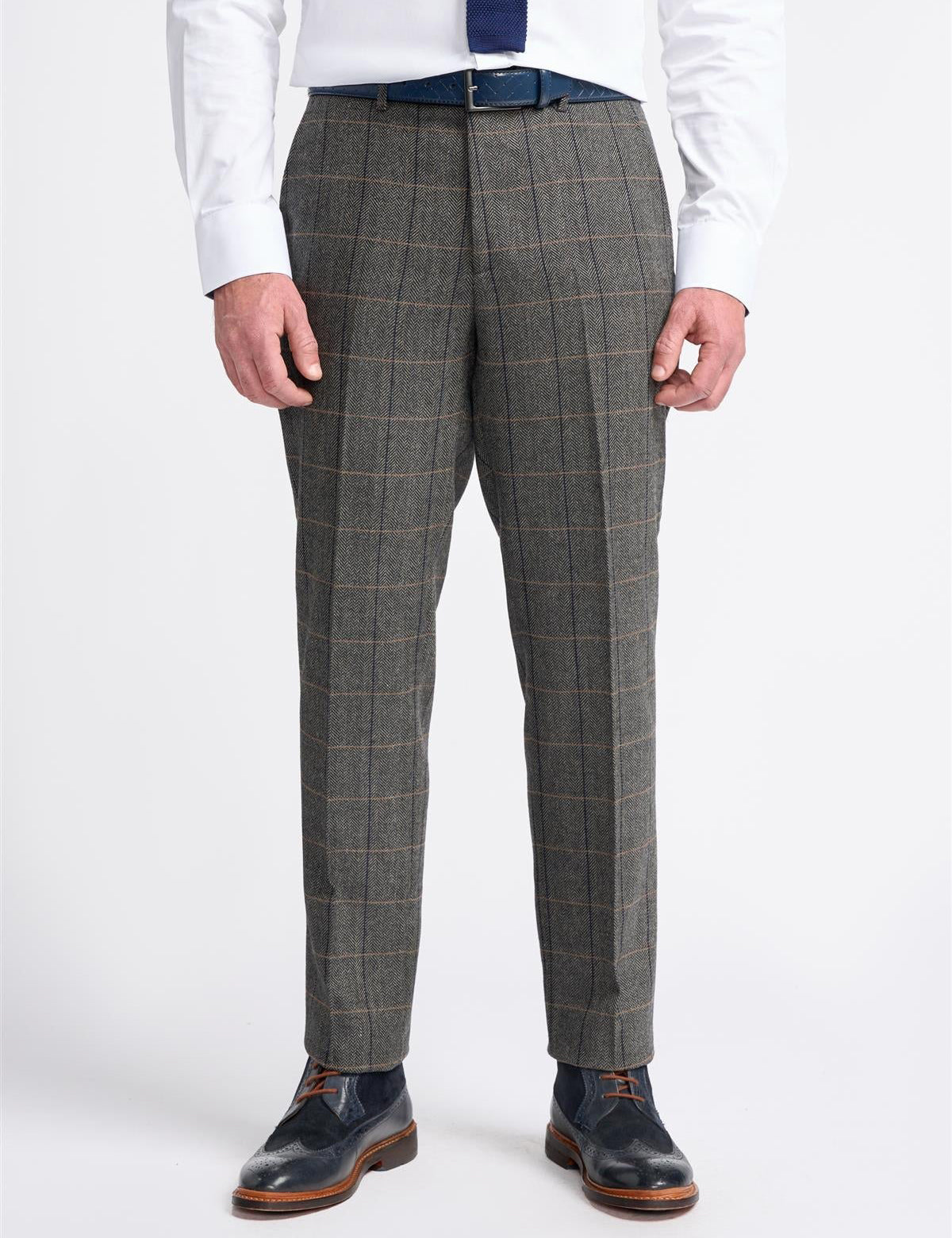 MENS ALBERT GREY TWEED THREE PIECE SUIT