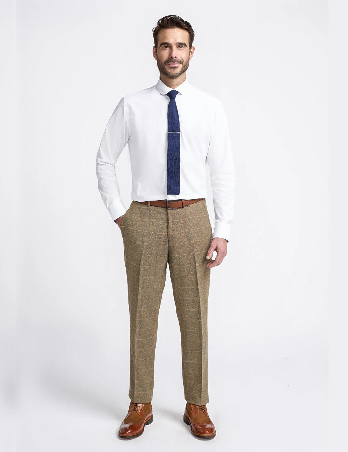 MENS ALBERT BROWN TWEED THREE PIECE SUIT