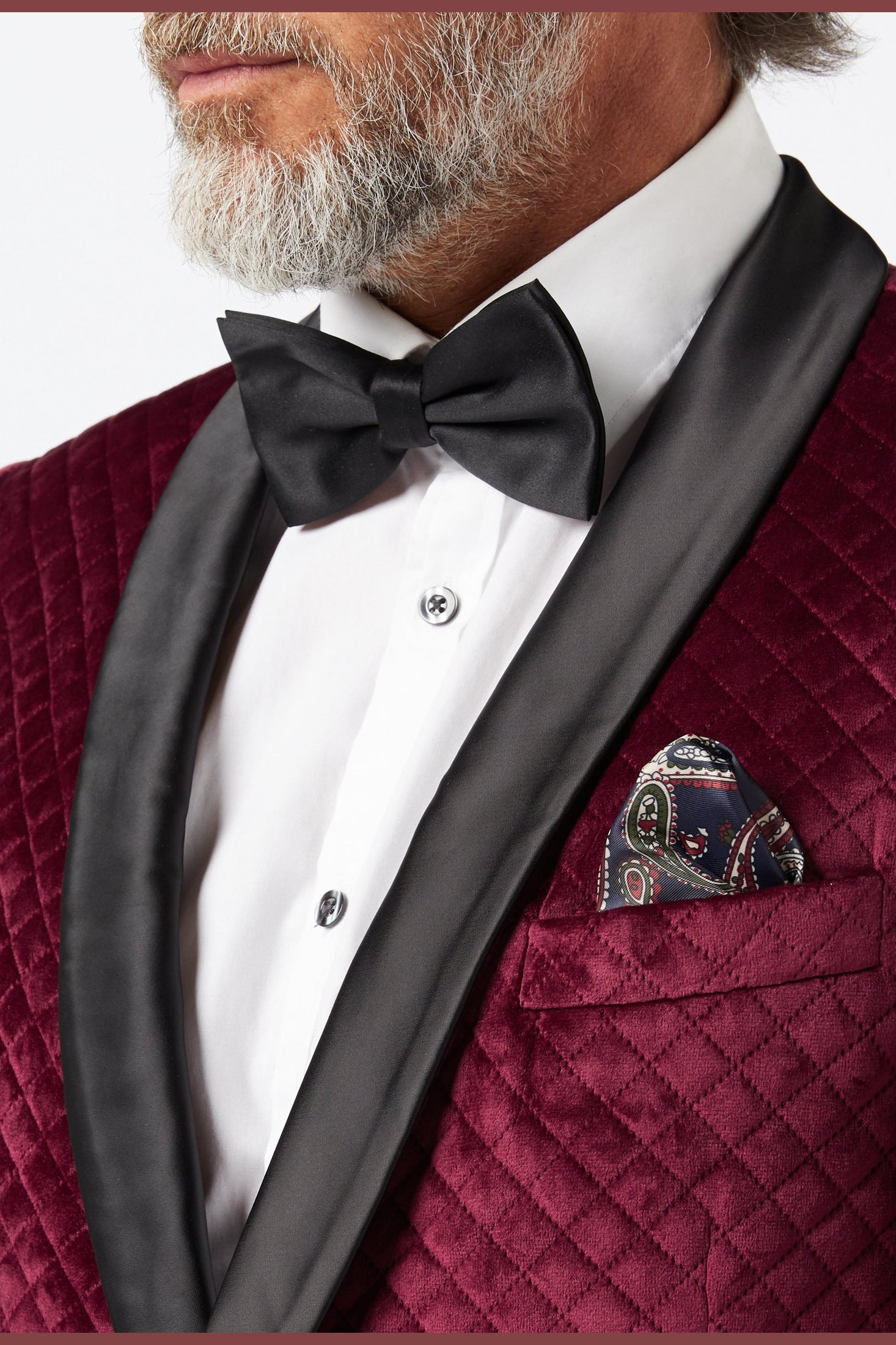 RHOM -Maroon Quilted Velvet Double Breasted Tuxedo Jacket