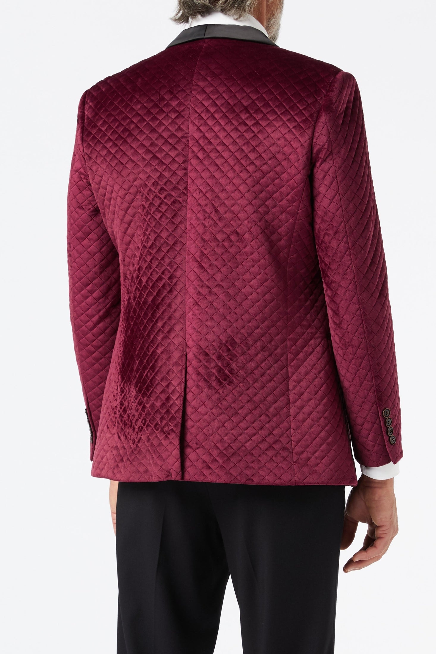 RHOM -Maroon Quilted Velvet Double Breasted Tuxedo Jacket