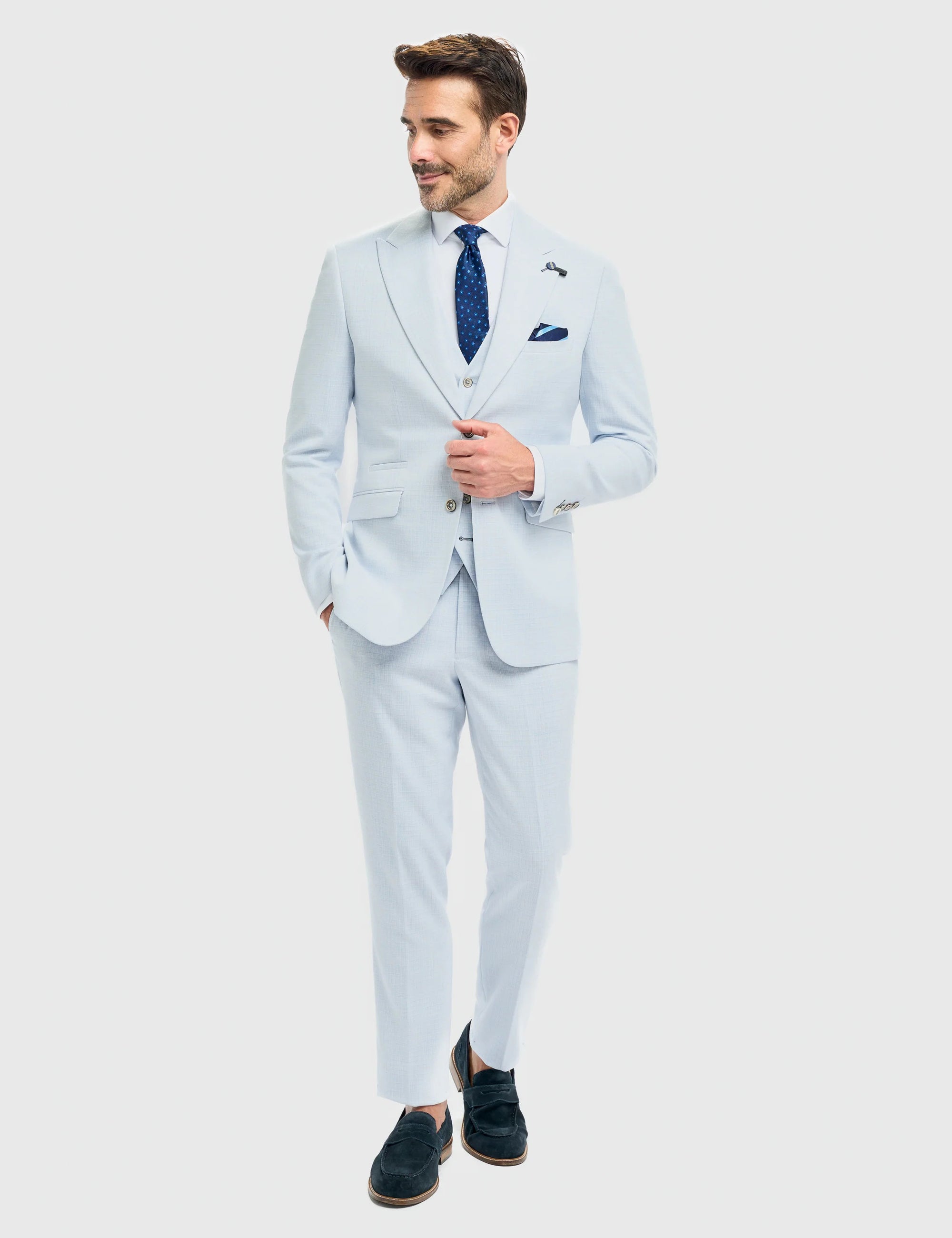 Cavani – Tropez Tailored Suit Blazer in Sky Blue