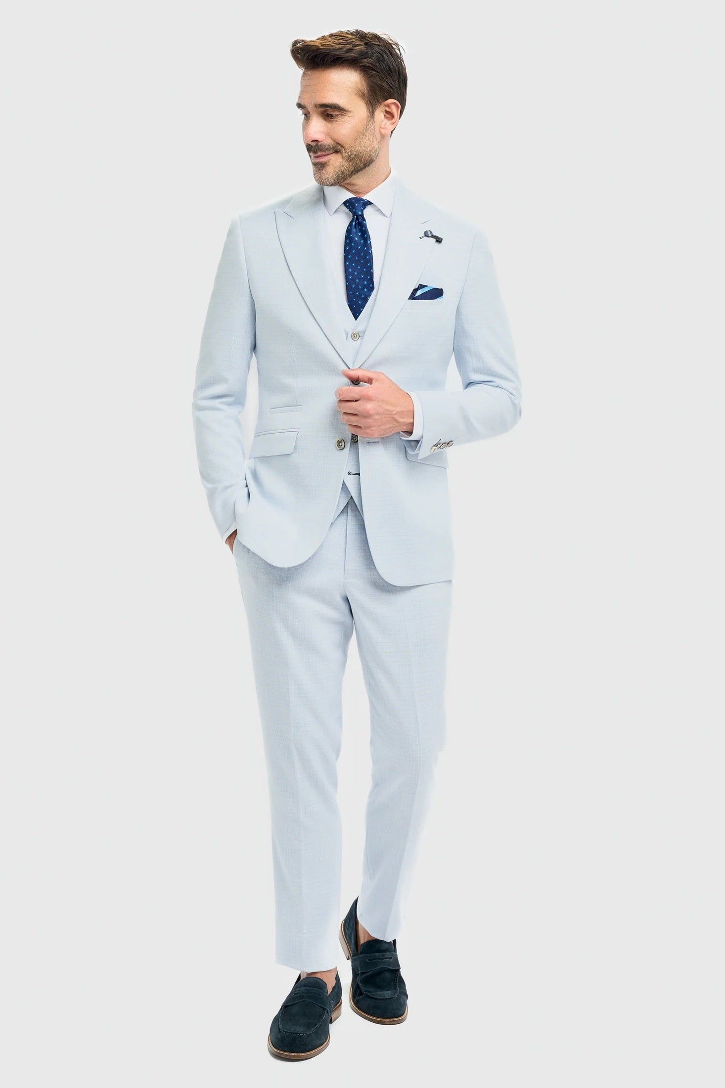 Cavani – Tropez Tailored Suit Blazer in Sky Blue