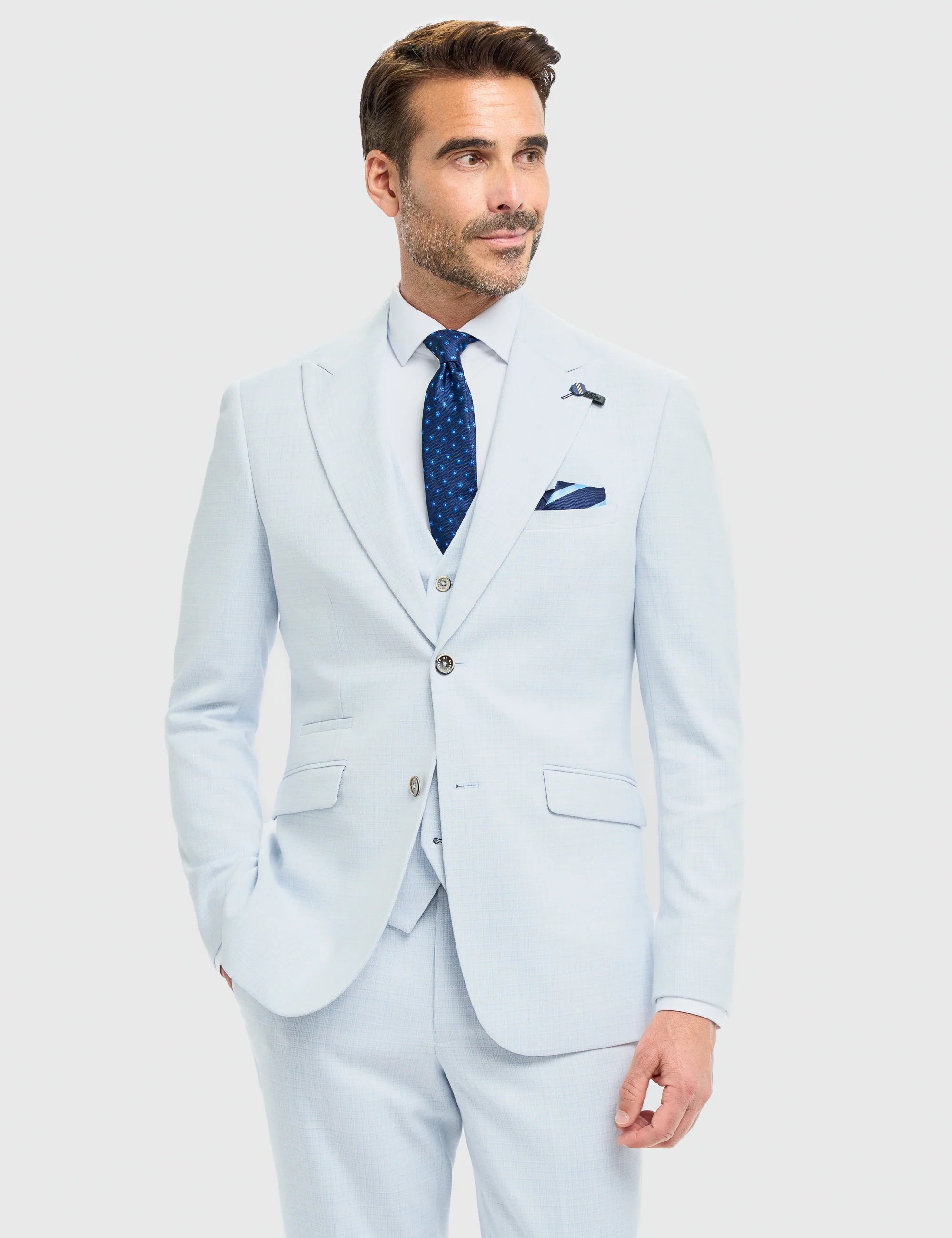 Cavani – Tropez Tailored Suit Blazer in Sky Blue