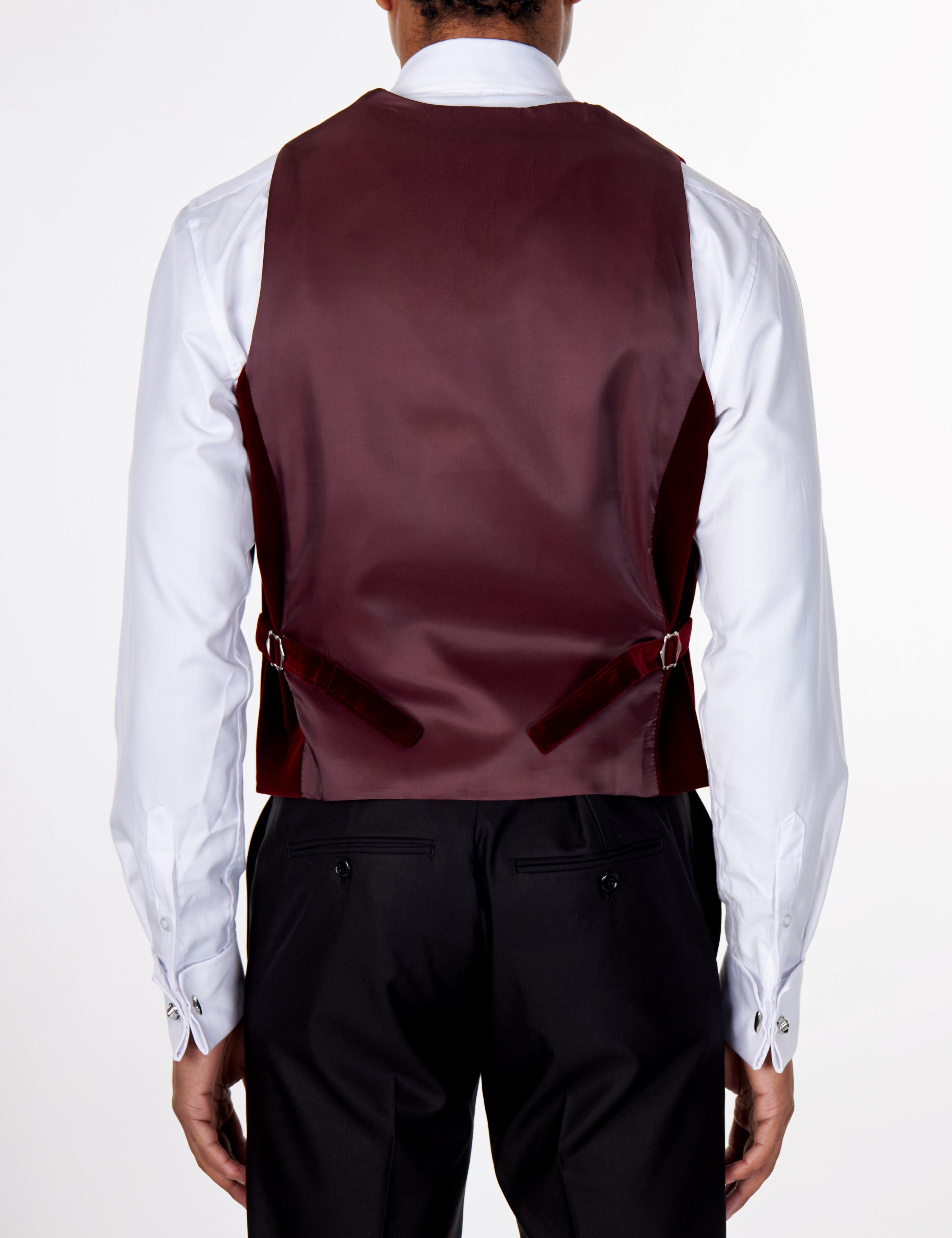 SAM Burgundy Velvet Low U Cut Waistcoat