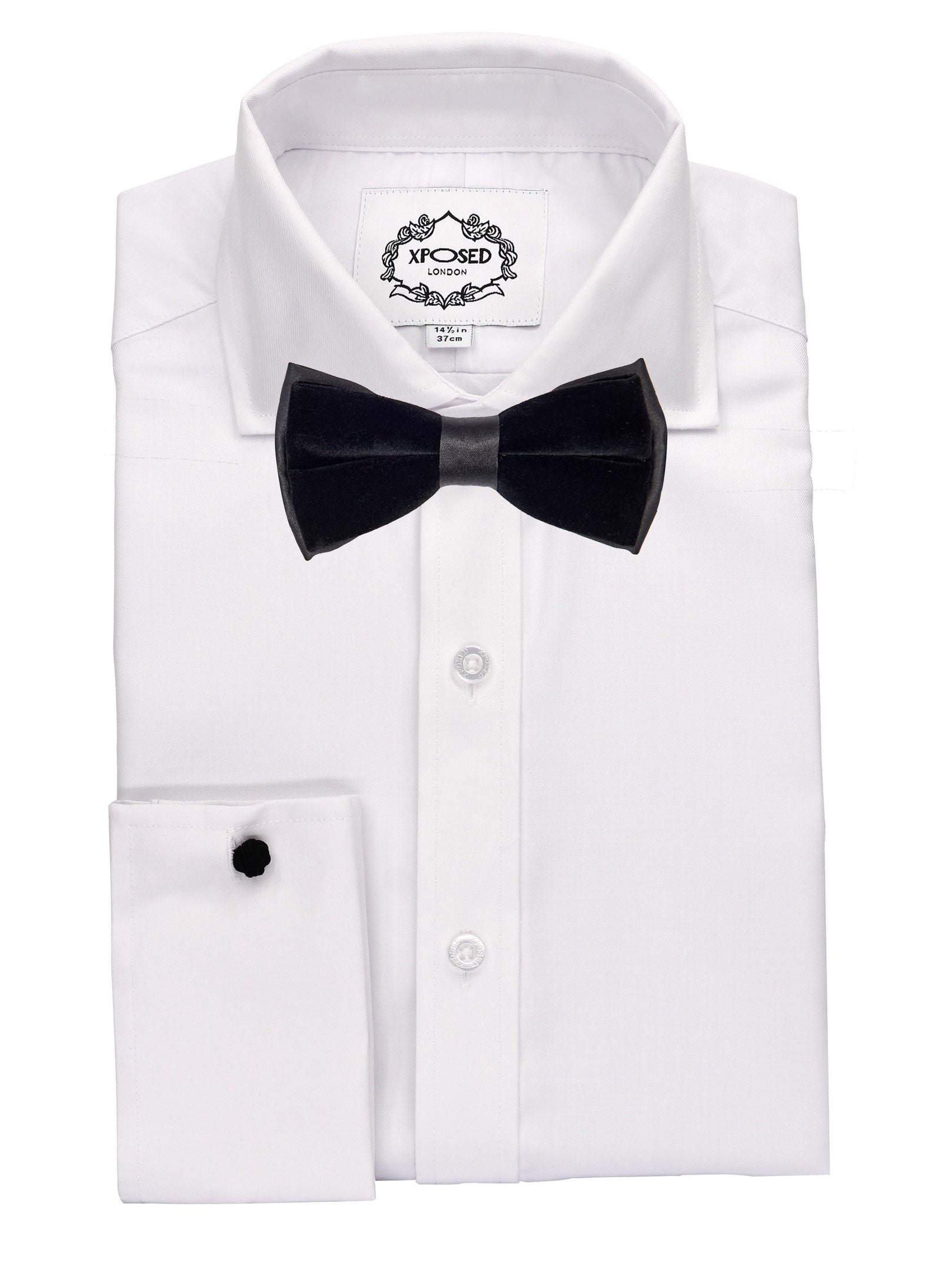 BLACK SATIN VELVET BOW TIE SET