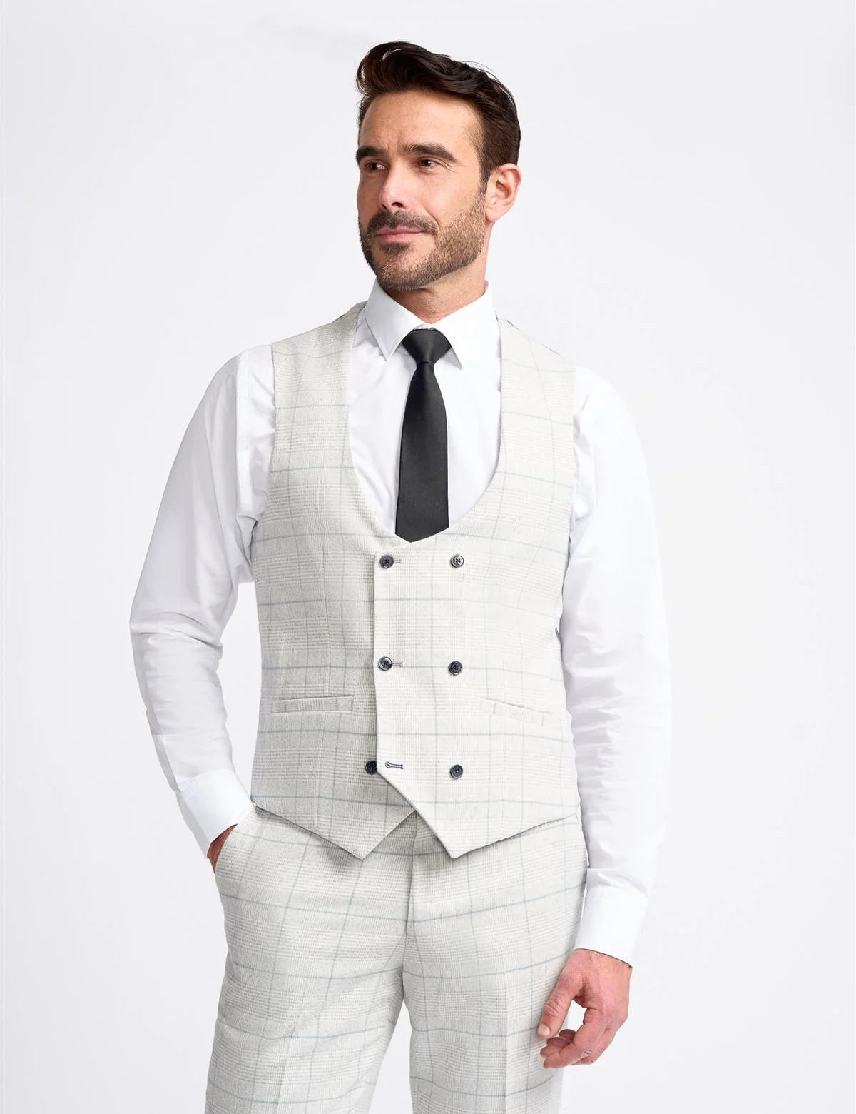 RADHIKA MENS SLIM FIT WHITE THREE PIECE SUIT