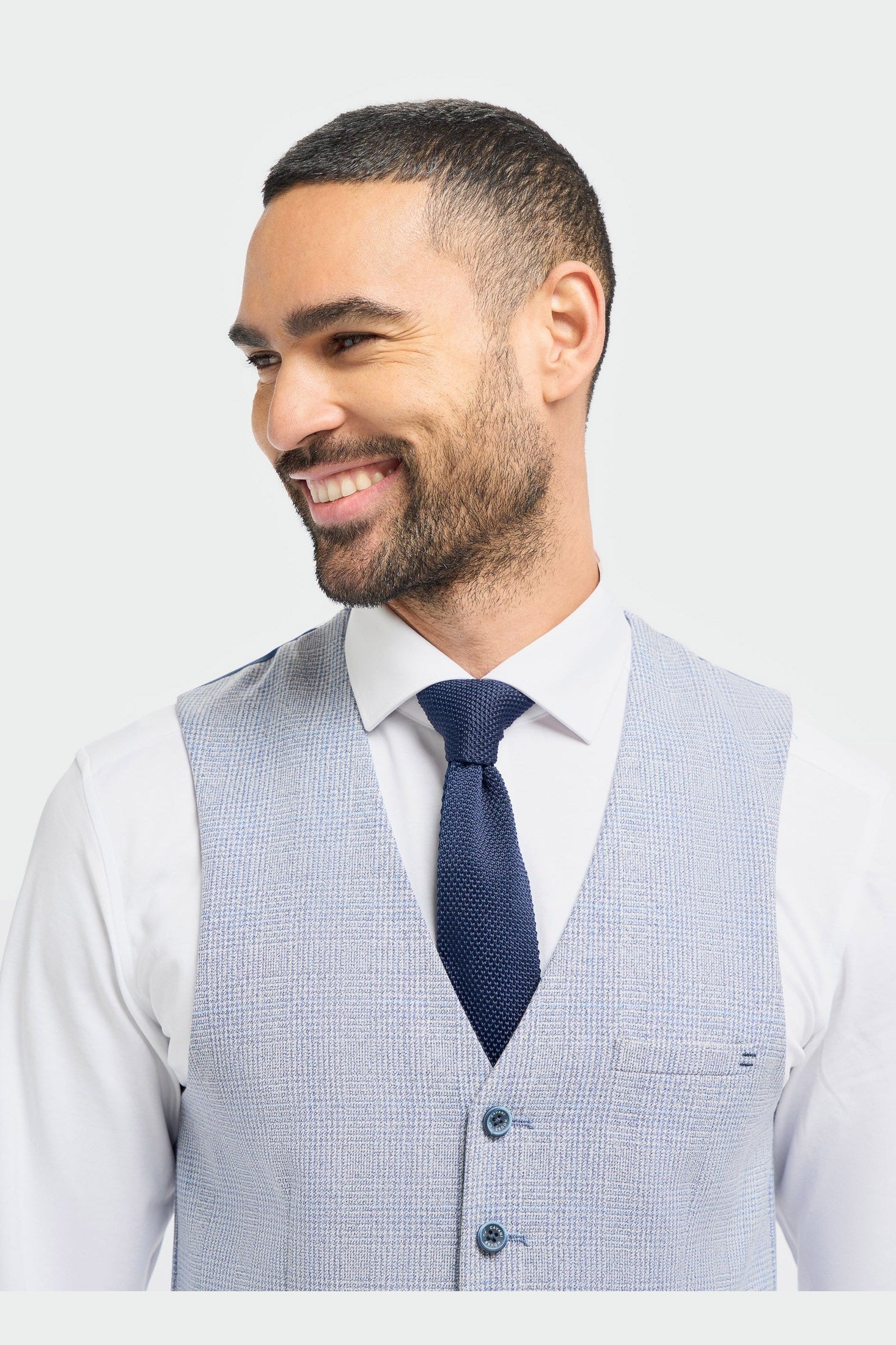 MENS CARIDI SKY BLUE TAILORED FIT THREE PIECE SUIT