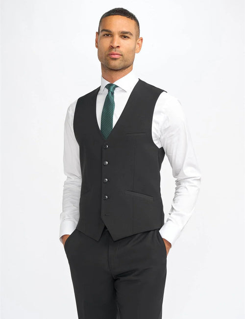 MALIBU – PLAIN BLACK TAILORED WAISTCOAT